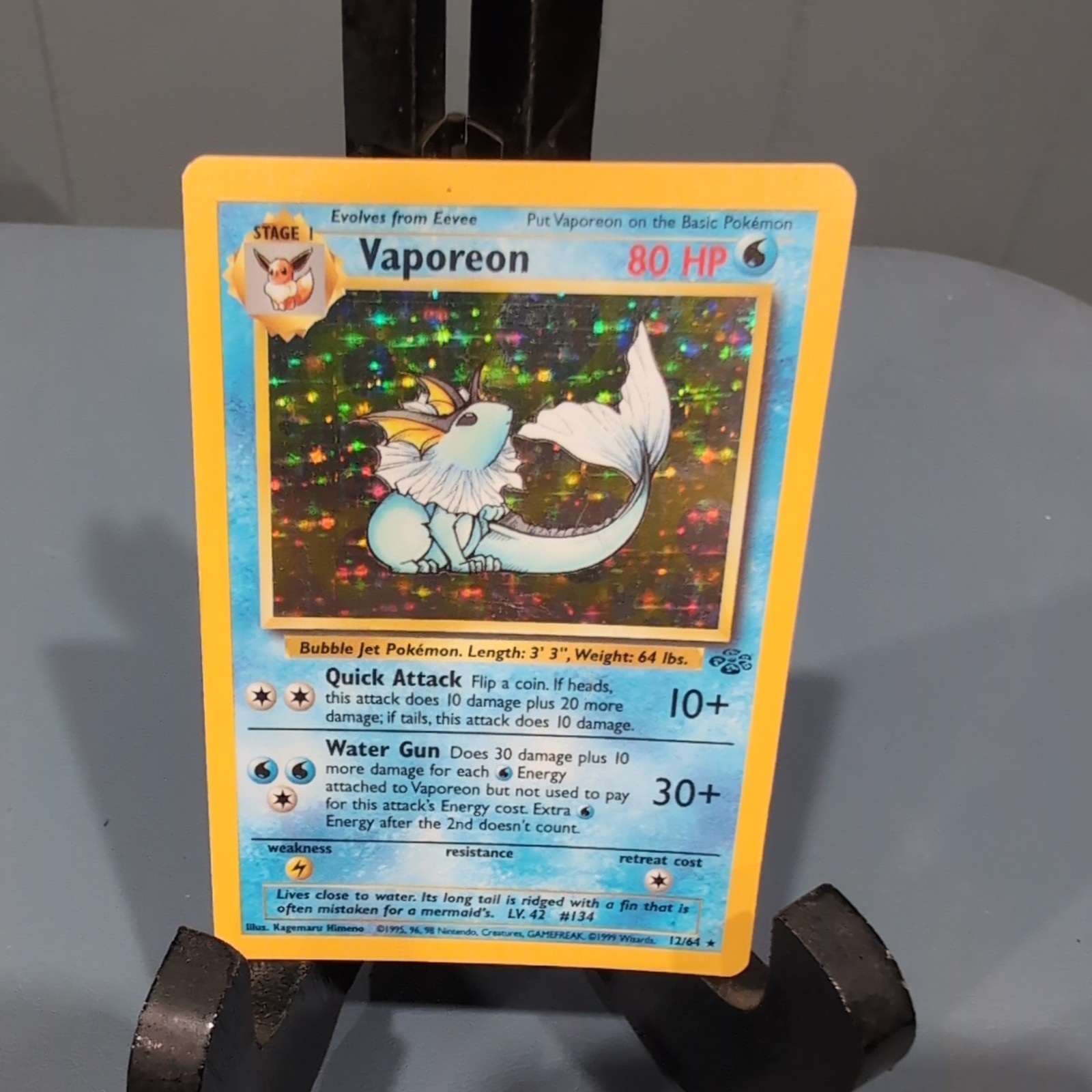 Pokemon Vaporeon 12/64 Holo*** Pokemon Vaporeon 12/64 Holo***