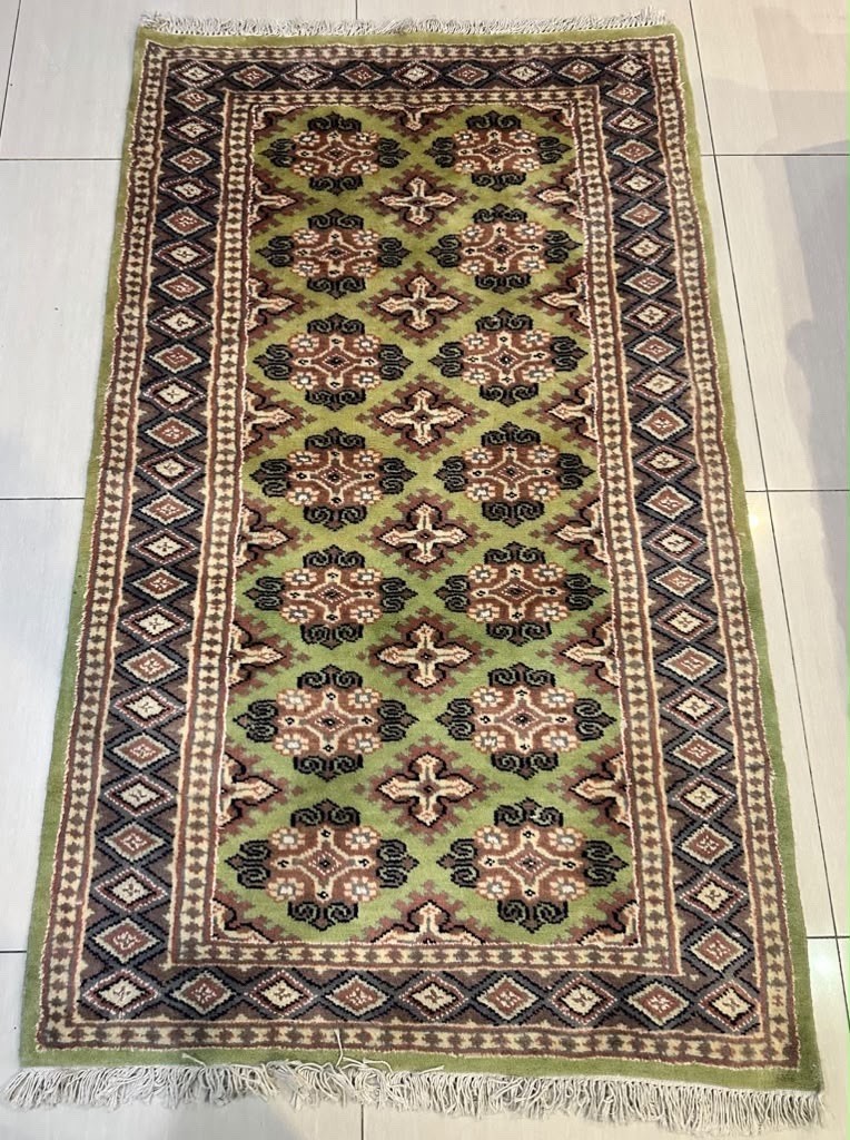 Vintage 5-3x3-2 Turkmen Wool Tribal Hand-Knotted Oriental Geometric Antique Rug