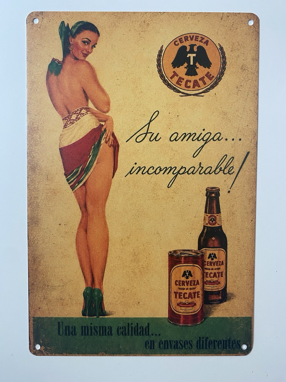 Cerveza Tecate Beer Sign - Su Amiga Incomparable - Mexican Lager Cerveza Tecate Beer Sign - Su Amiga Incomparable - Mexican Lager