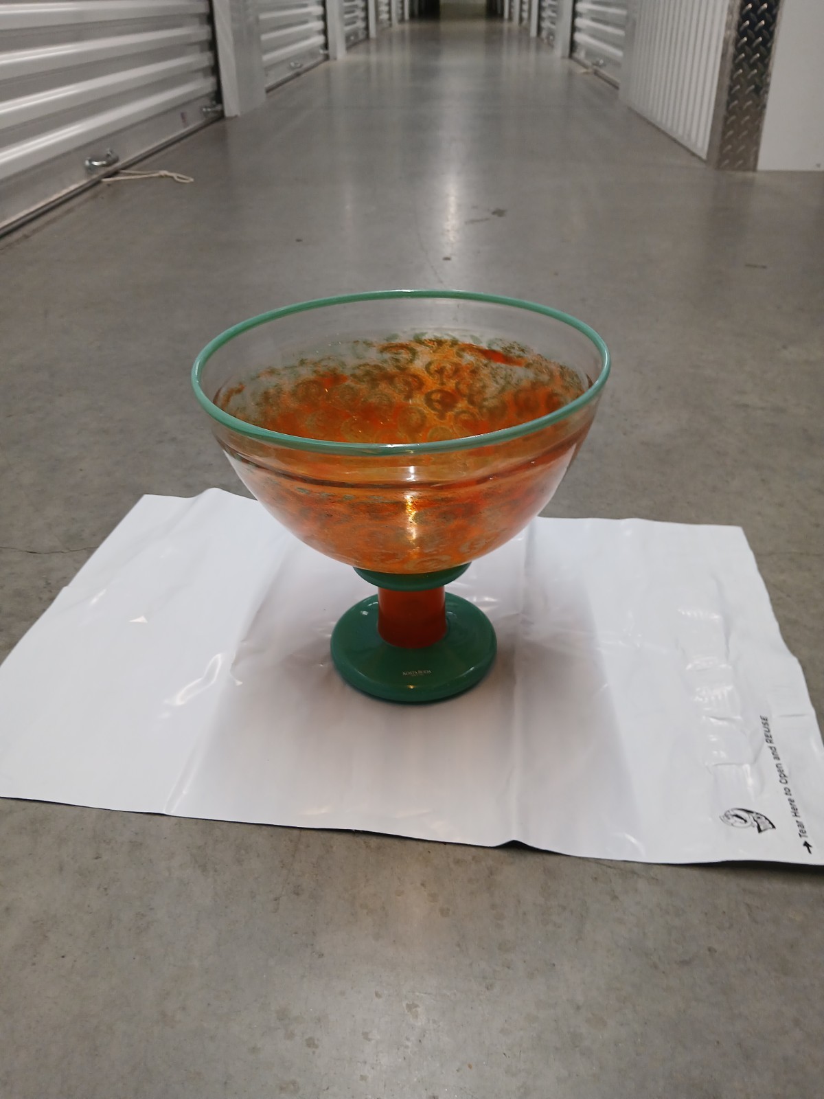 Kosta Boda Kjell Engman Signed Cancan Art Glass Compote Pedestal Footed Bowl