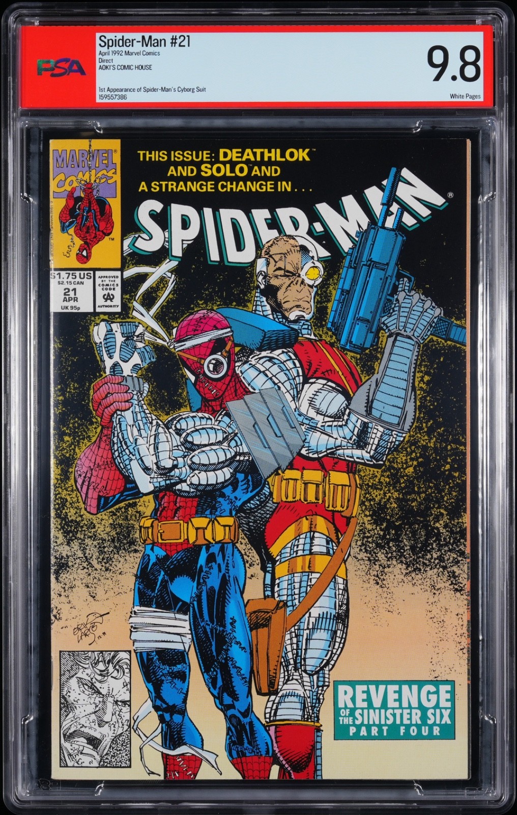 PSA 9.8 Spider-Man 21  1992 1st appearance of Spider-Man in Cyborg Suit