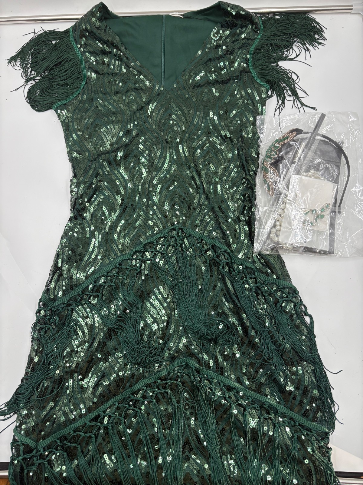 BABEYOND 1920s Flapper Dress Women S Green Sequin Fringe Art Deco Costume