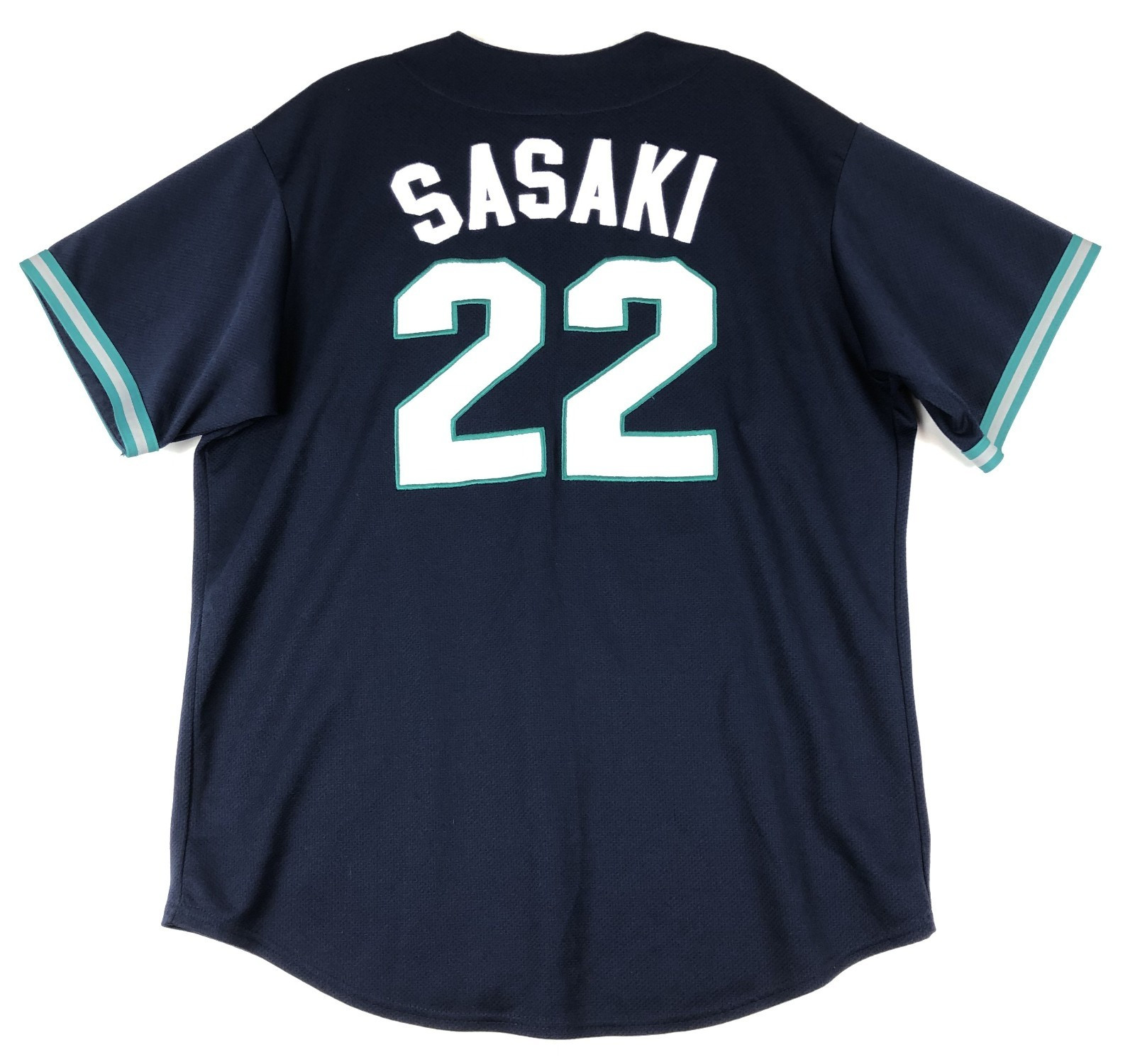 Vtg Kazuhiro Sasaki Seattle Mariners Jersey Men XL Blue Stitched Majestic READ