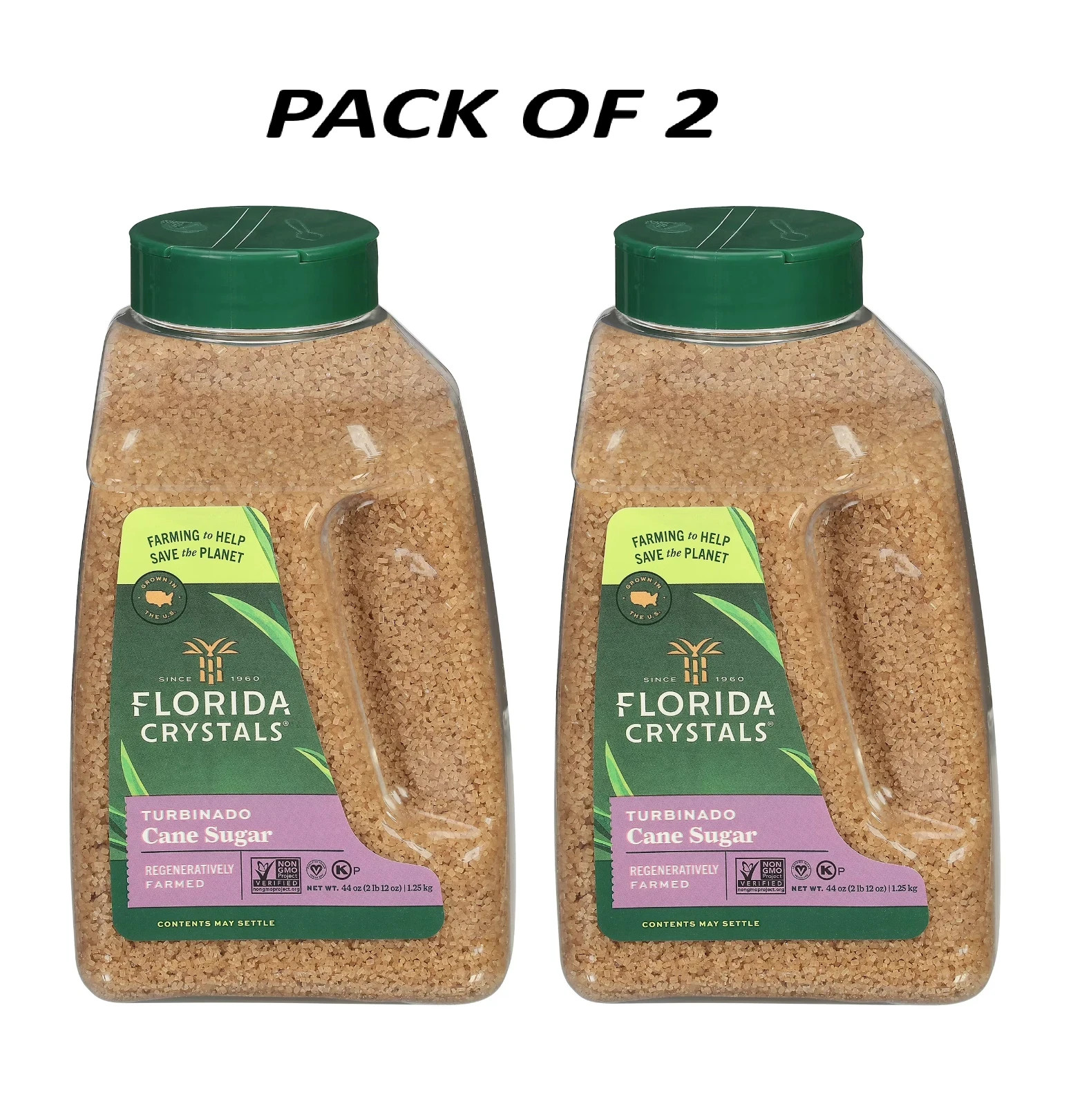 Florida Crystals Turbinado Cane Sugar, 44 oz Jug PACK OF 2 Florida Crystals Turbinado Cane Sugar, 44 oz Jug PACK OF 2