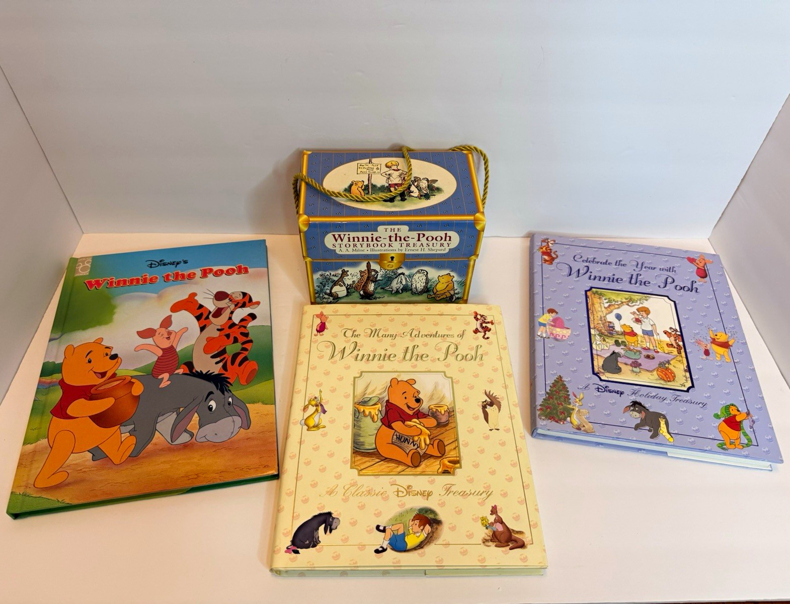 Vintage Disney Winnie the Pooh Hardcover Treasury Book & Box Set Lot of 4
