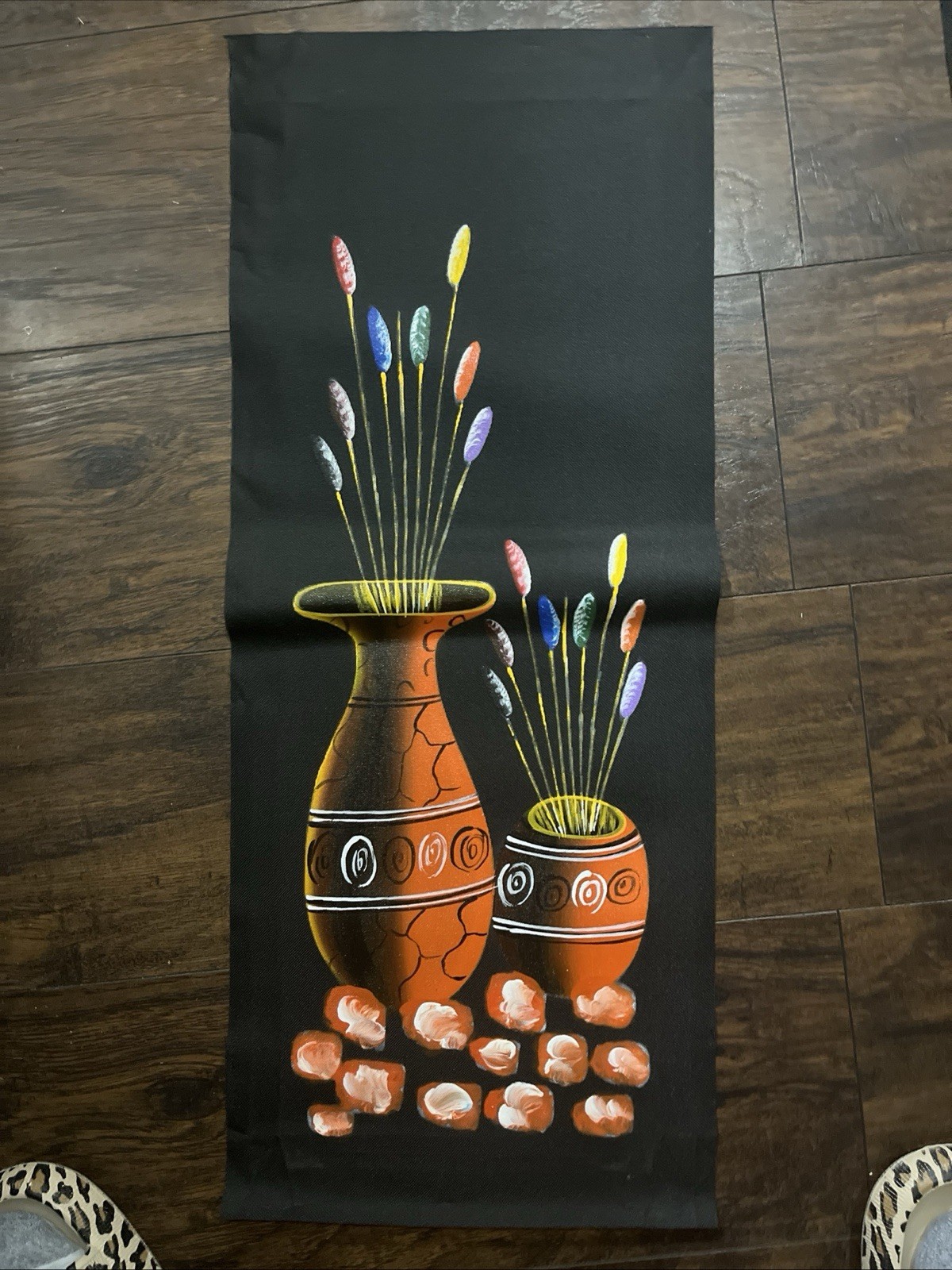 Calabash Art. Oil On Canvas. Beautiful. Vintage. Kenyan .New. Not Framed.
