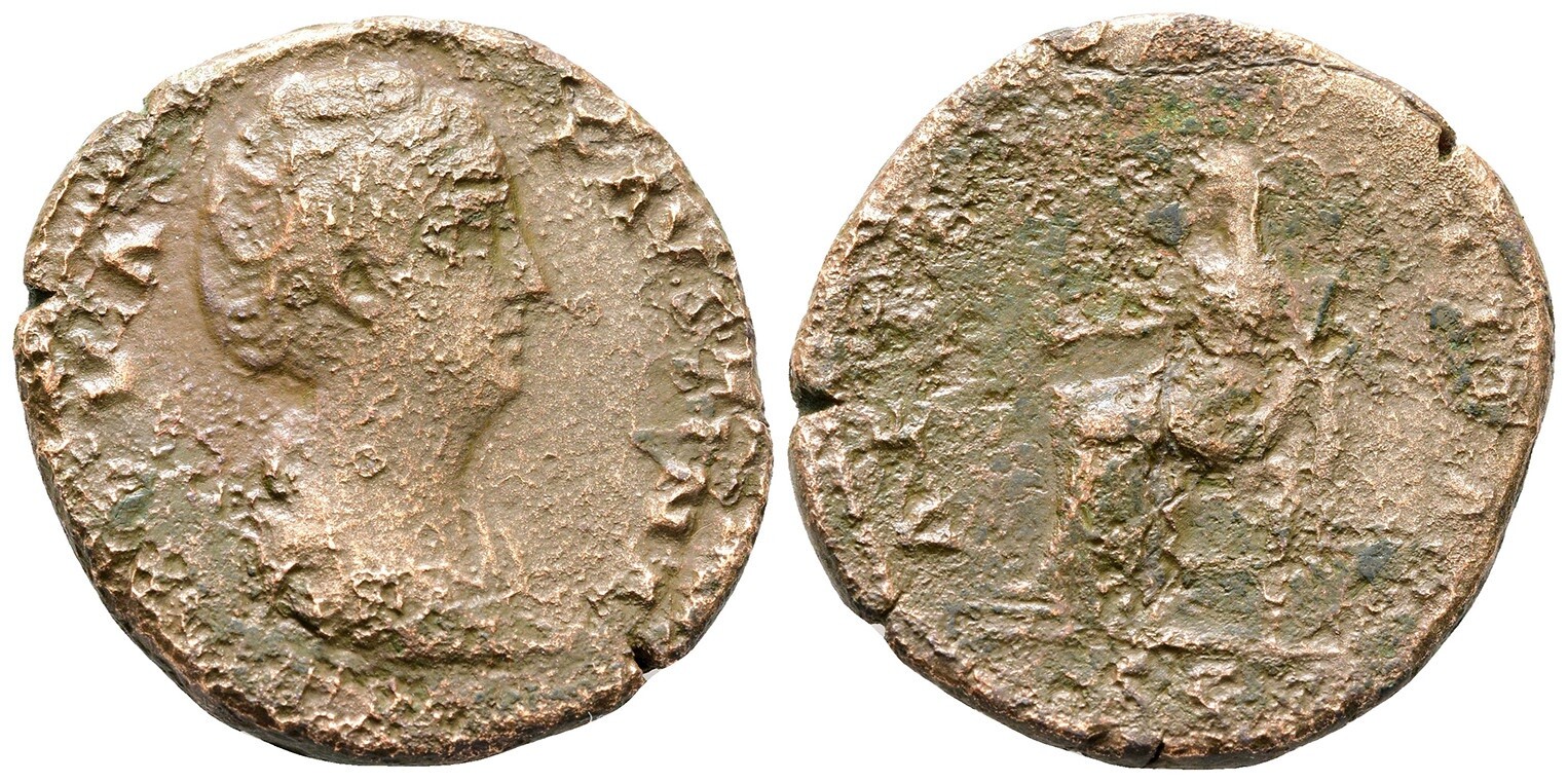 Roman Bronze Sestertius - Rome 140-141 AD - Diva Faustina I Roman Bronze Sestertius - Rome 140-141 AD - Diva Faustina I