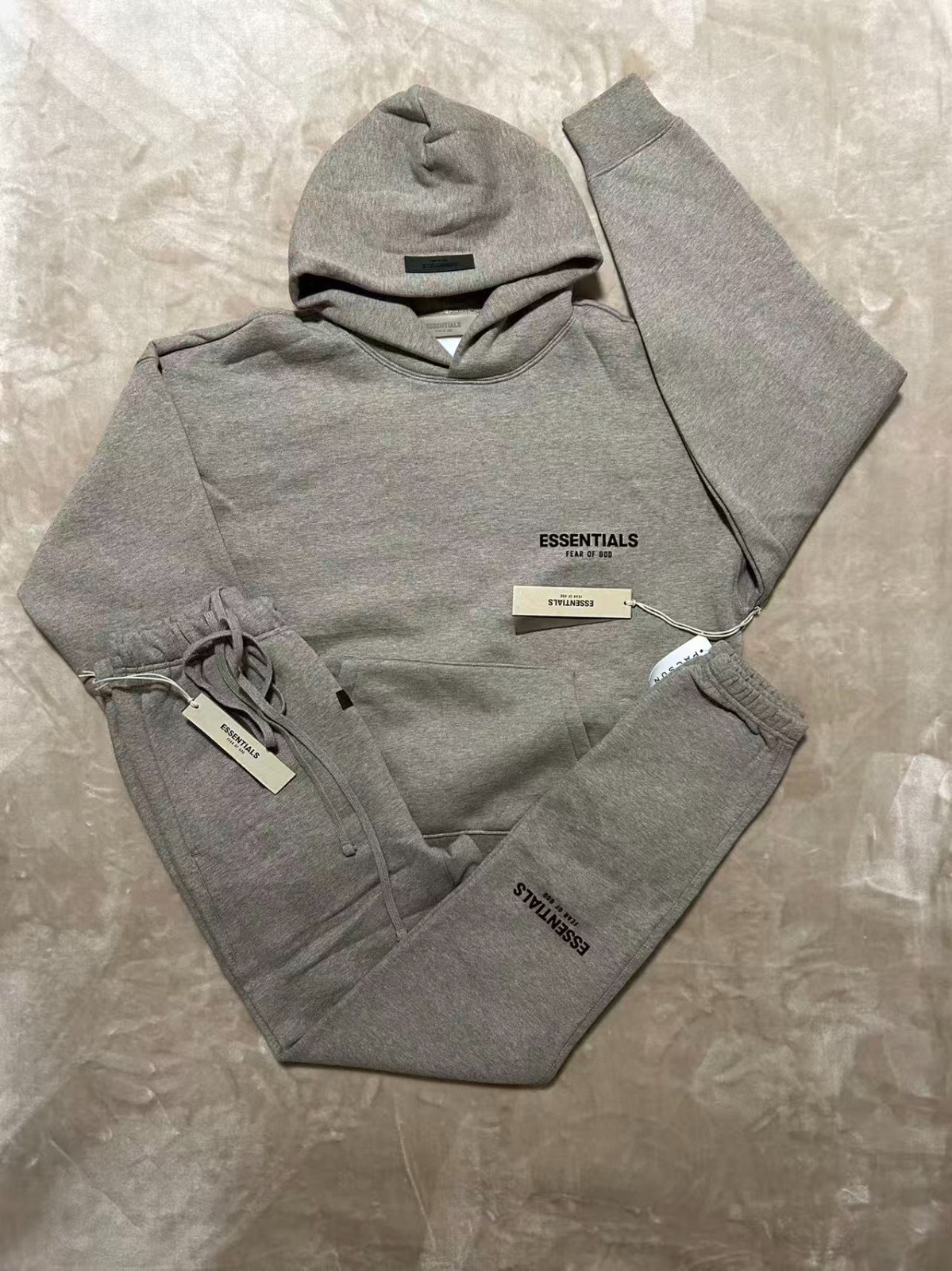 essentials dark oat hoodie and pants set