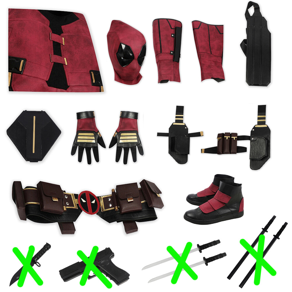 New Deadpool 3 Wade Wilson Jumpsuit Cosplay Costume Mr. Pool Red Suit Set Outfit