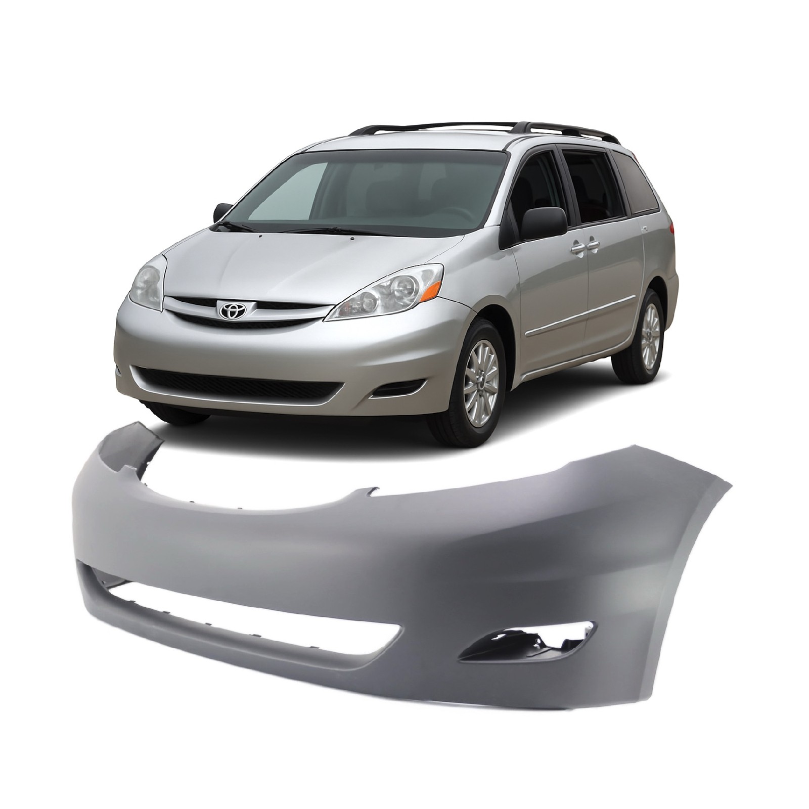 2006-2010 Toyota Sienna Primed Front Bumper Cover TO1000323 52119AE904