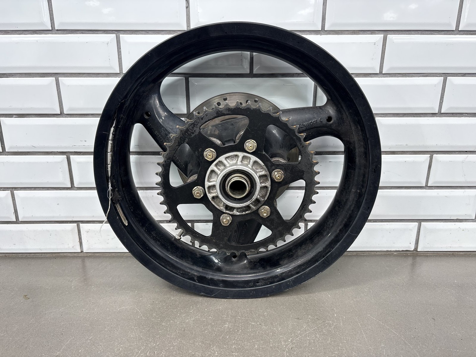 2006 Ducati Monster 620 Rear Wheel 17 x 4.5 Black with Rotor Sprocket OEM