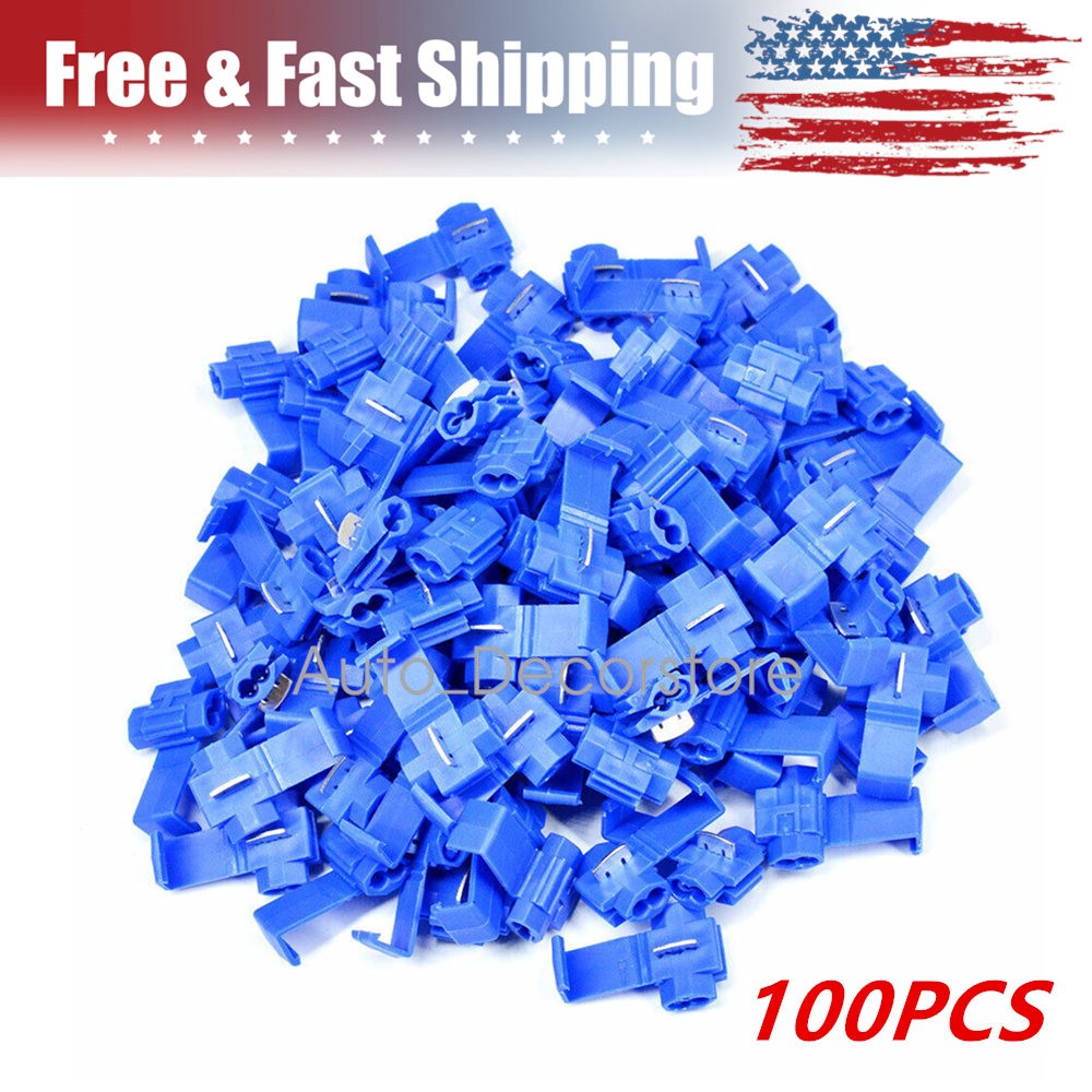 100Pc Blue Electrical Cable Connectors Quick Splice Lock Wire Terminals Crimp