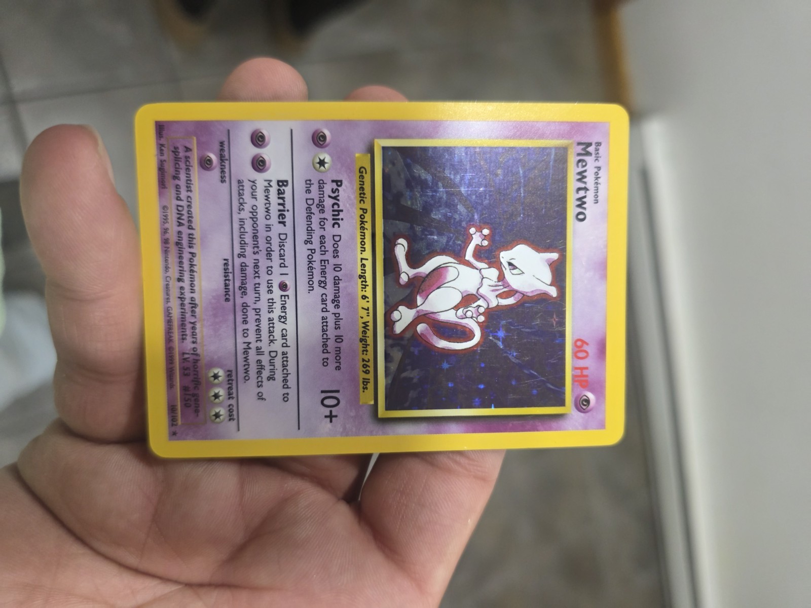 Mewtwo 010/102 Base Set Holo NM Easy PSA 8, Possibly a 9 Mewtwo 010/102 Base Set Holo NM Easy PSA 8, Possibly a 9