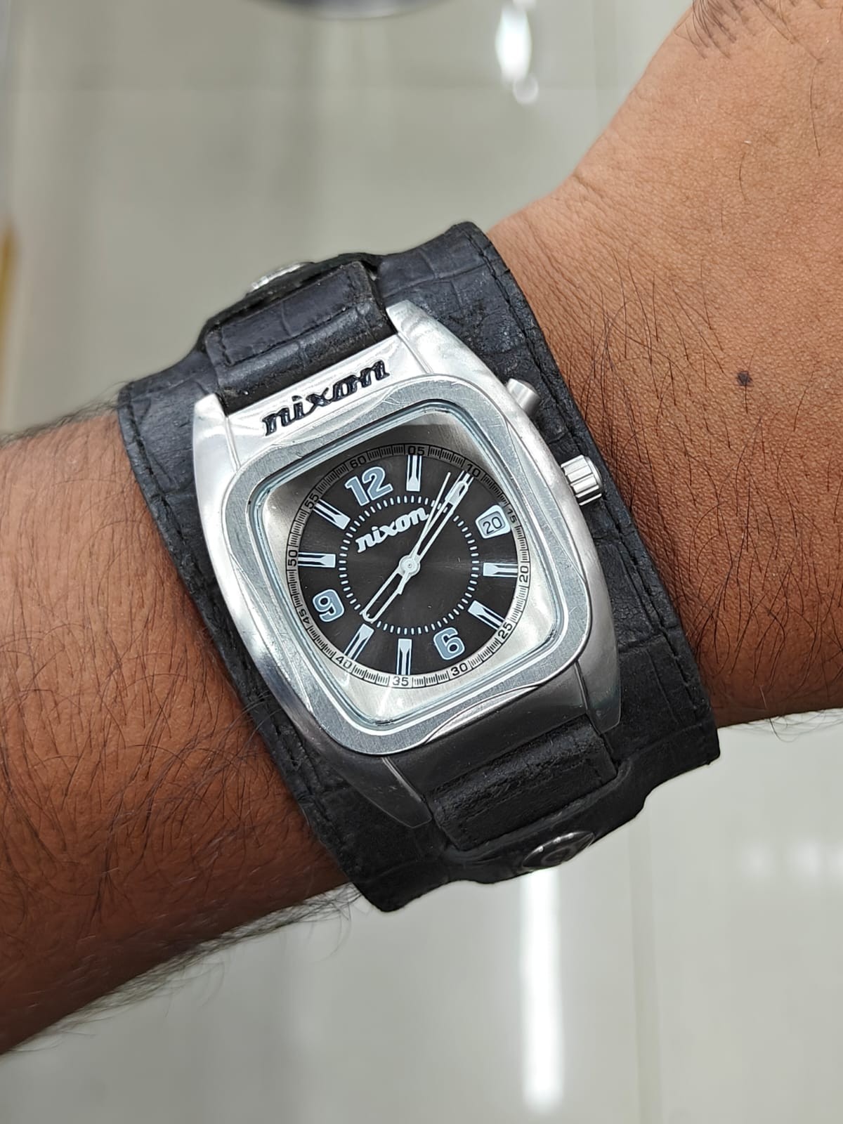 Nixon The Rocker Watch with Double Wide Leather Strap Cuff as worn by Dave Grohl