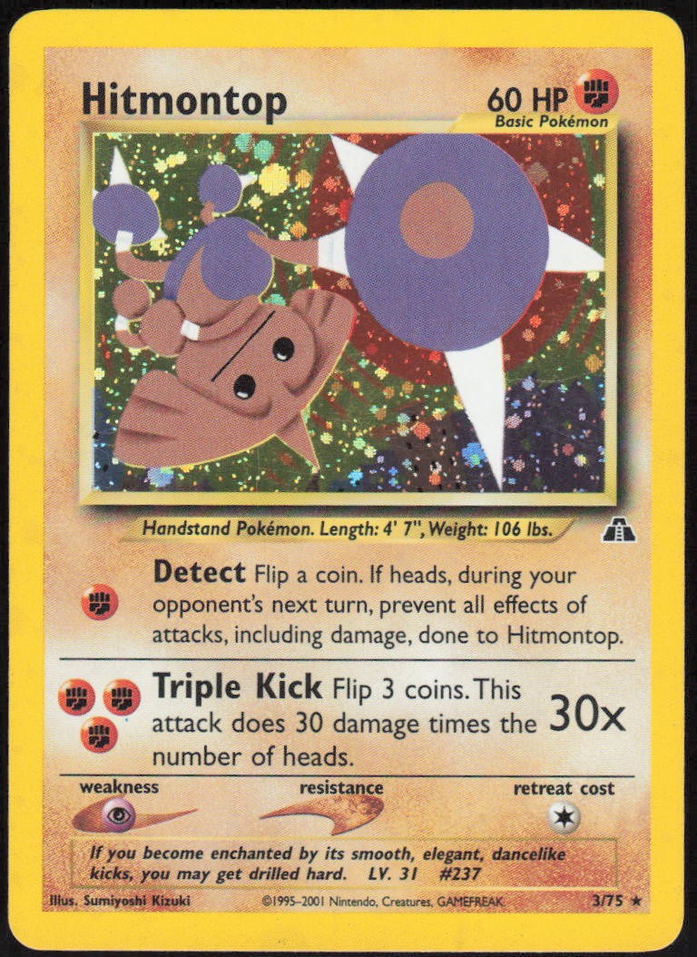 Hitmontop (3) 03/75 Neo Discovery Unlimited Holofoil Holo Rare MP EN