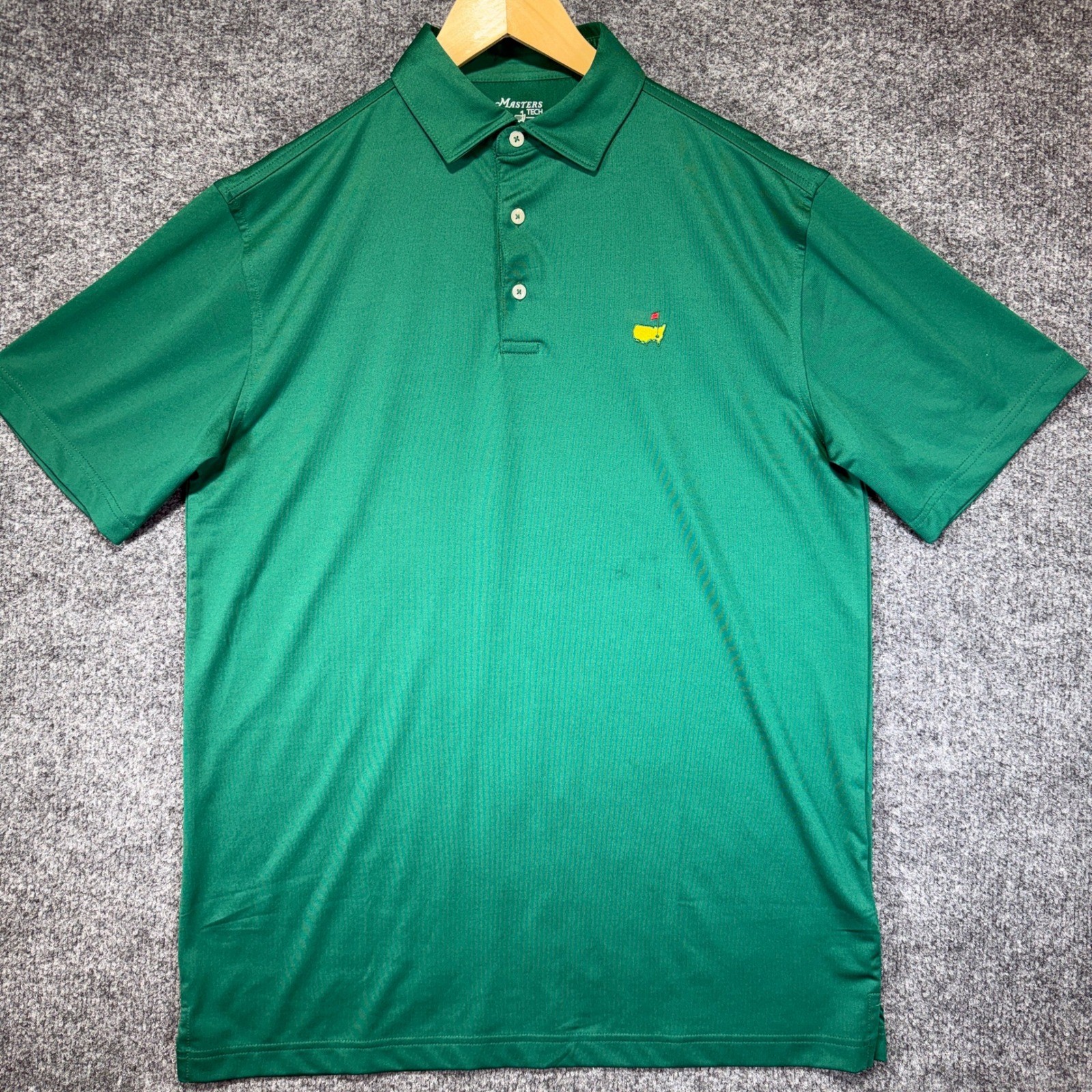 Masters Tech Golf Polo Shirt Mens Medium Green Short Sleeve Performance Stretch