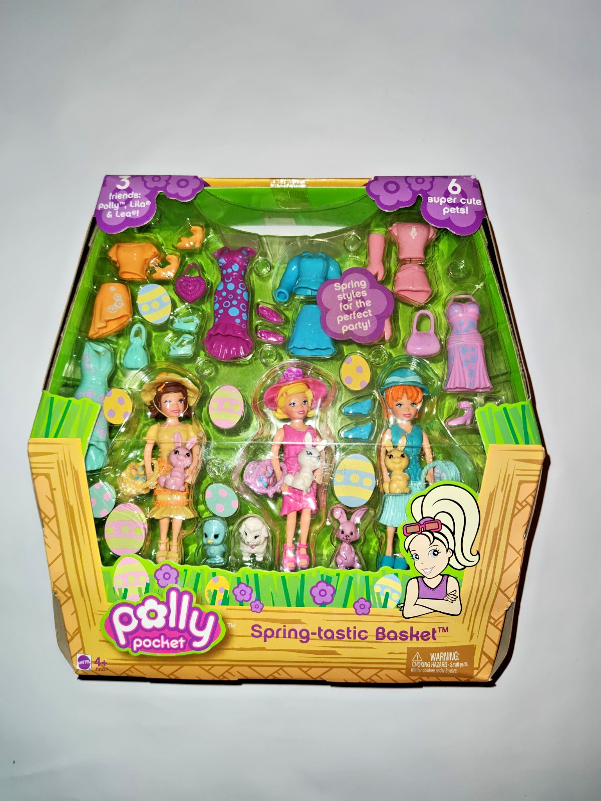 Vintage NIB Polly Pocket Gift Set Spring-tastic Basket 2005-2006 Dolls Pets NEW