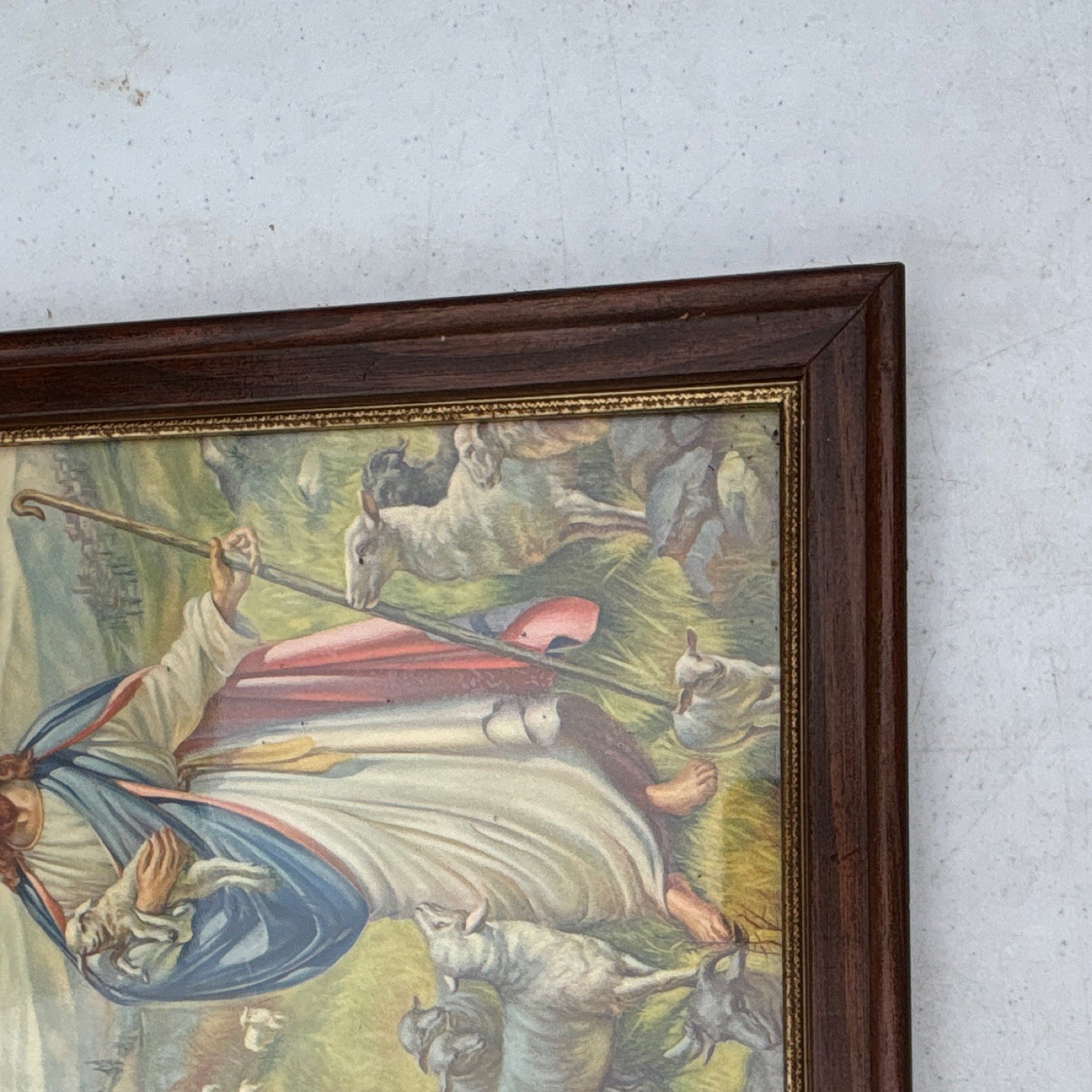 vintage framed lithograph print of Jesus, the Good Shepherd vintage framed lithograph print of Jesus, the Good Shepherd