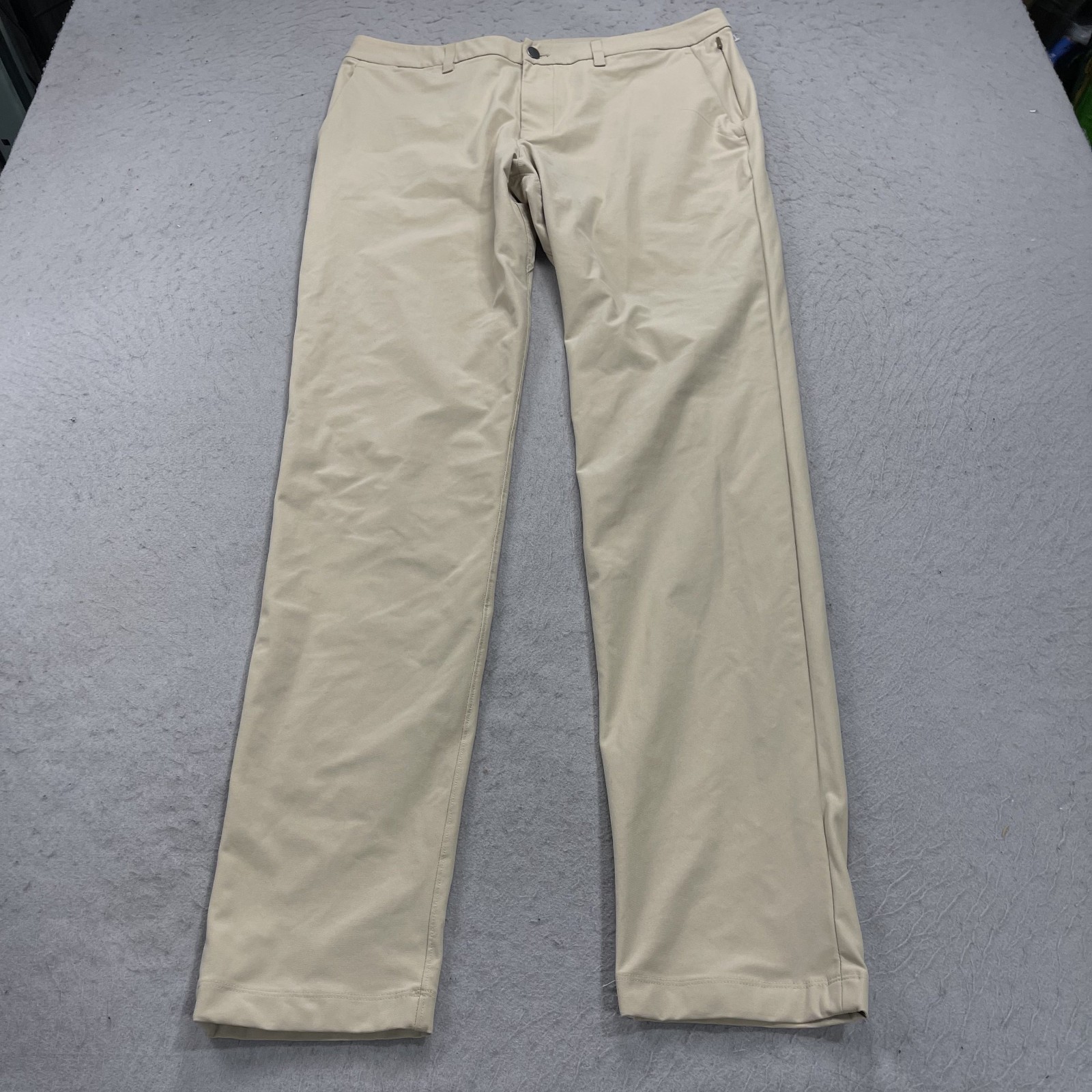 Lululemon Pants Mens 35x35 Beige ABC Trouser Warpstreme Slim Casual Chino Golf