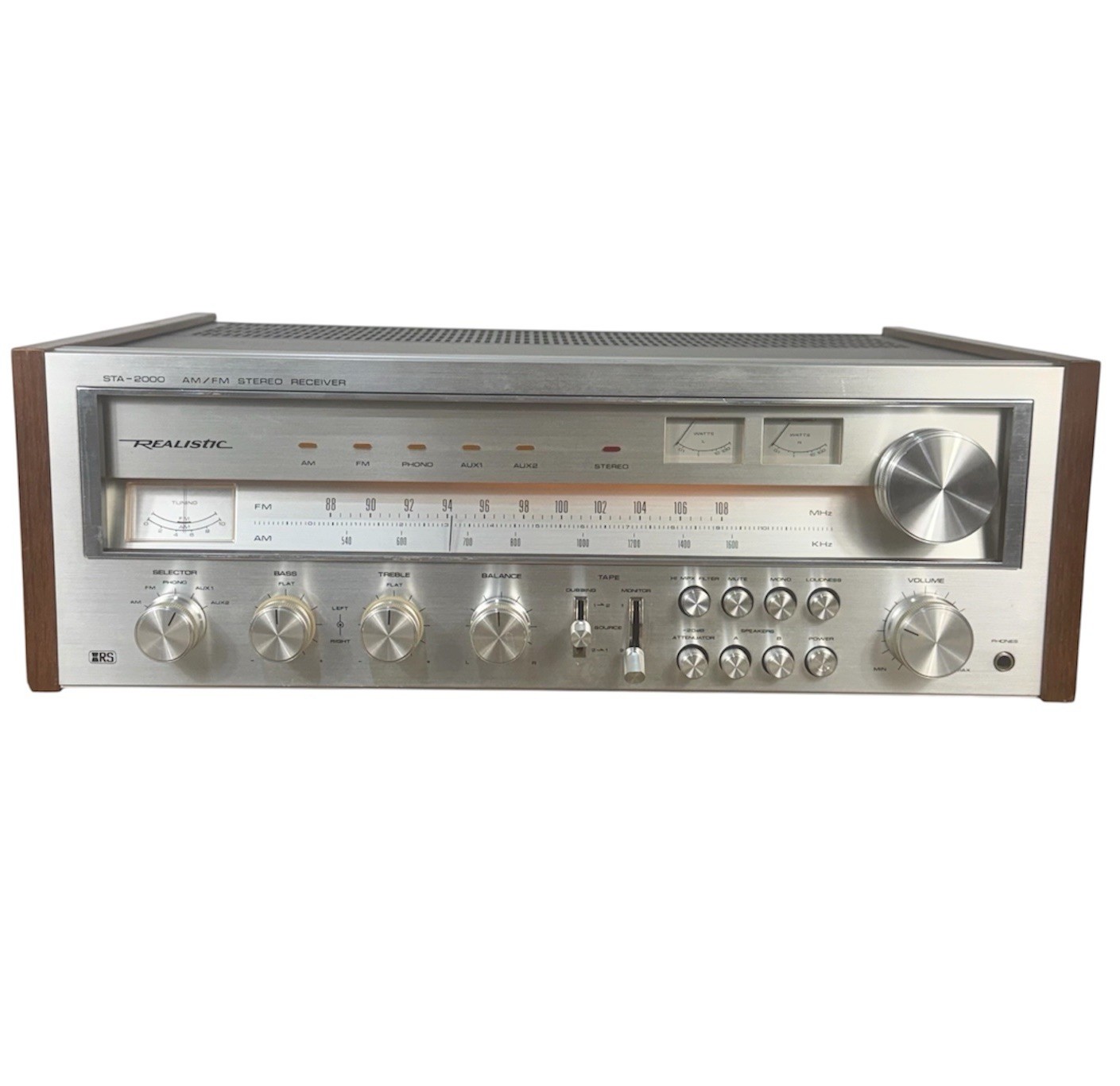 Vtg Realistic STA-2000 AM/FM Stereo Receiver 75WPC Walnut Case Tested