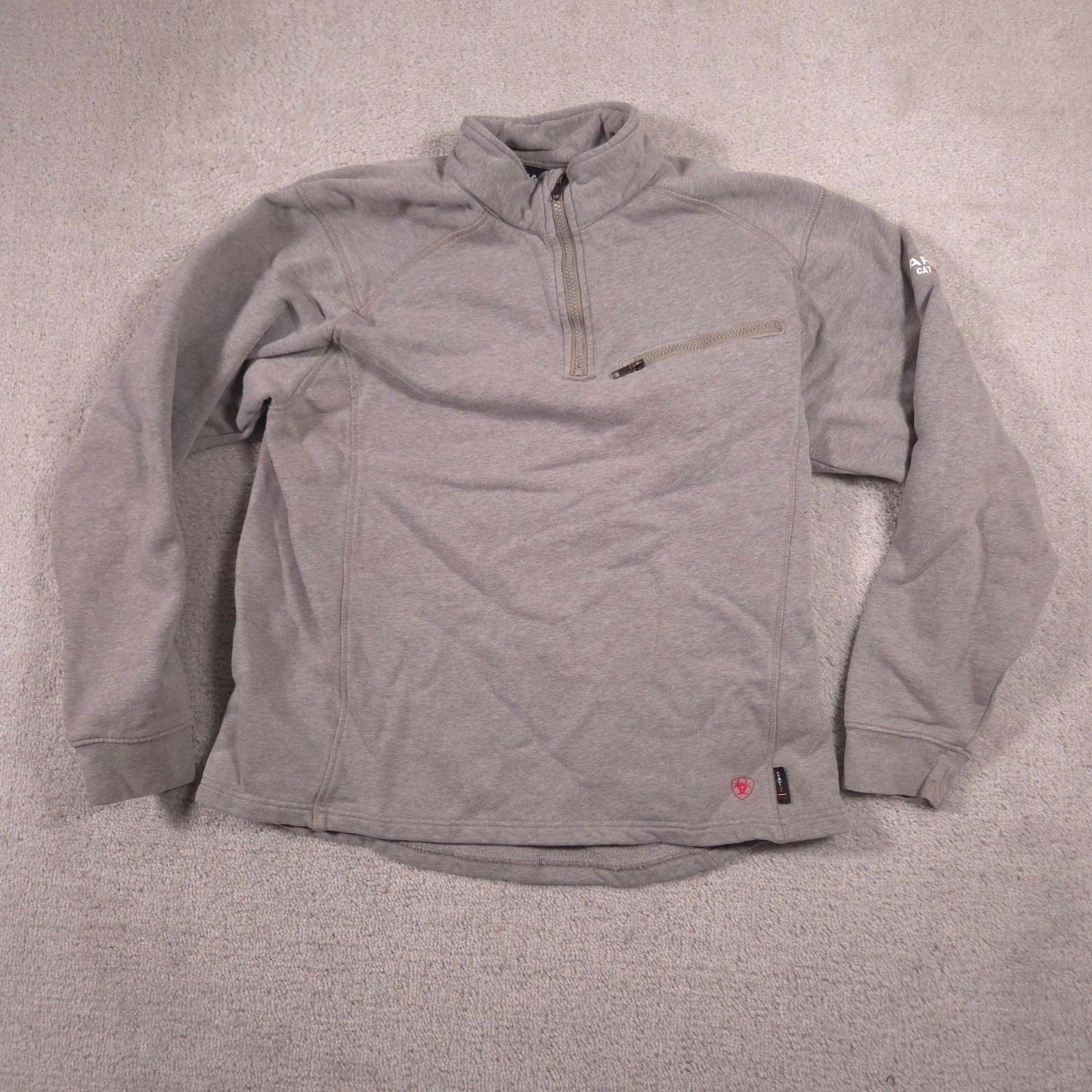Ariat FR Sweatshirt Mens Medium Gray 1/4 Zip Fleece Pullover CAT 2 Workwear