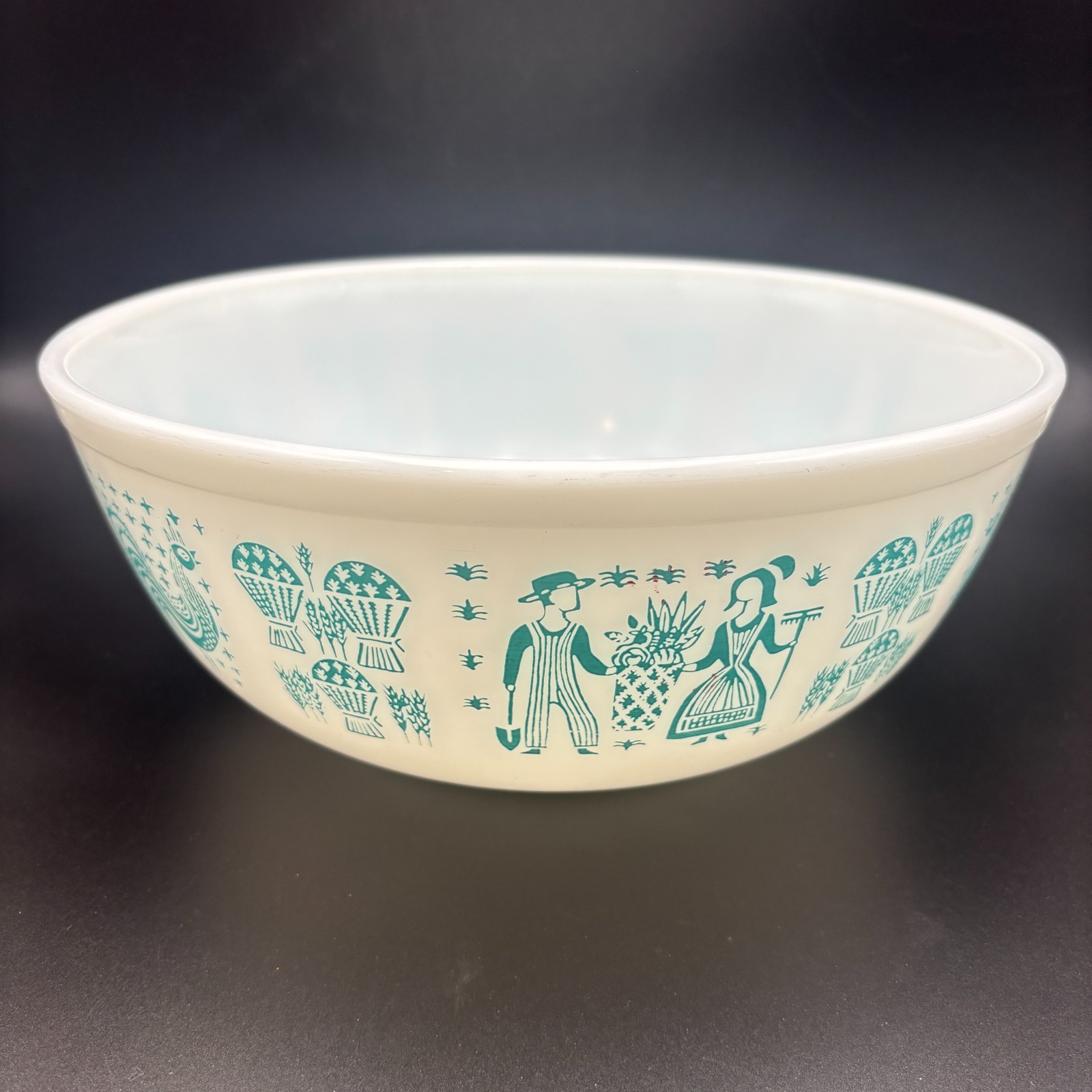 Vintage Pyrex 404 Turquoise Blue Amish Butterprint 4qt Mixing Serving Bowl