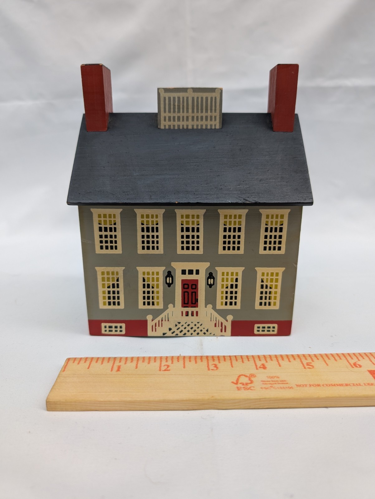 Vintage 1985 Windfield Designs Center Hall Colonial Coin Bank Signed Hank Musser