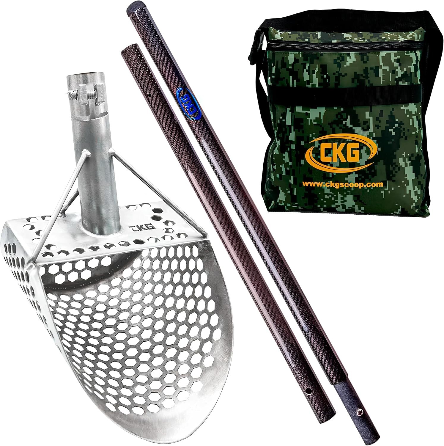 CKG Sand Scoop Handle Pole Metal Detecting Carbon Rod Detector Shovel Sifting