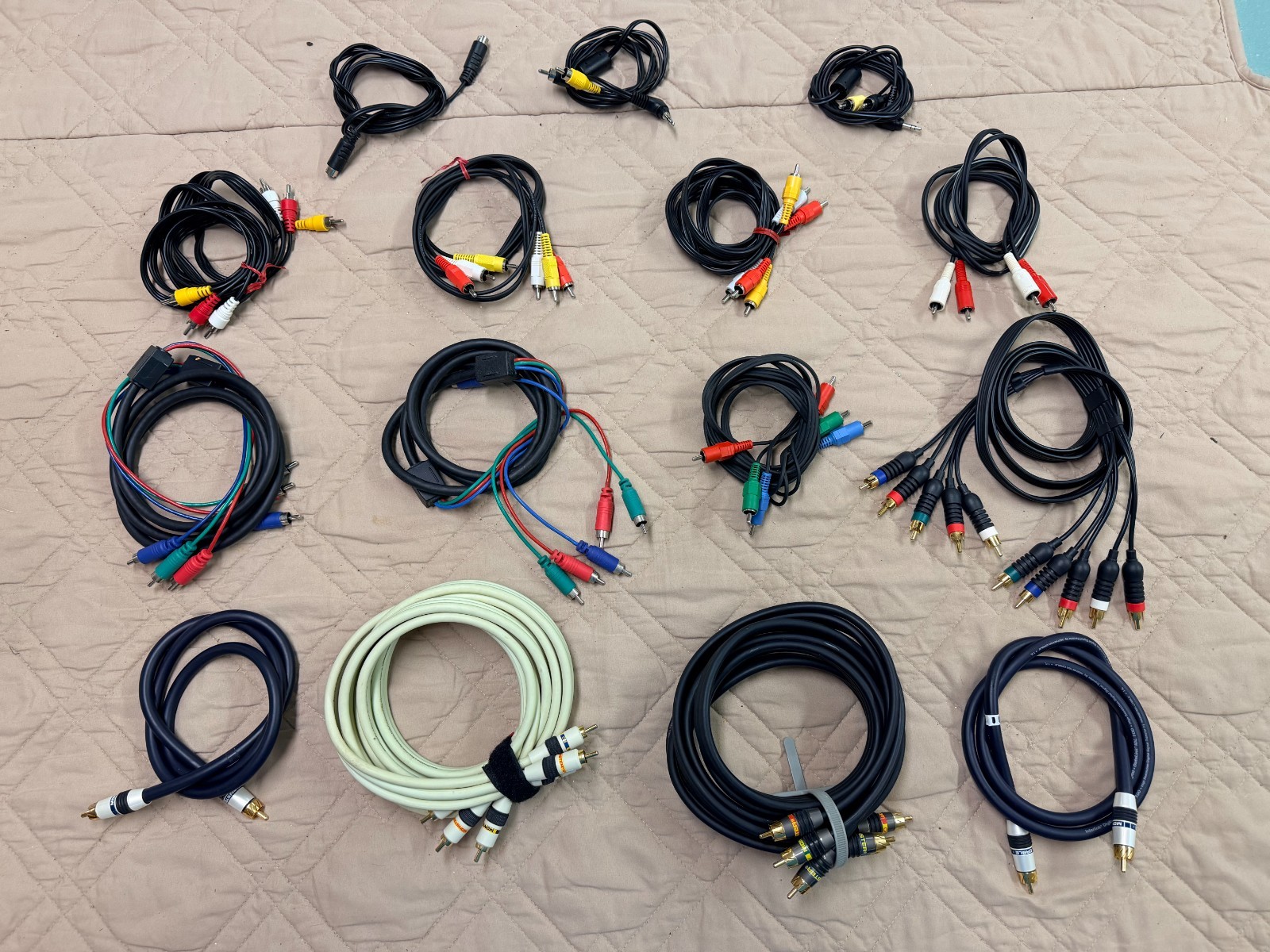 Huge Vintage AV Cable Bundle: Monster Digital/Video, 5-RCA Component, S-Video +