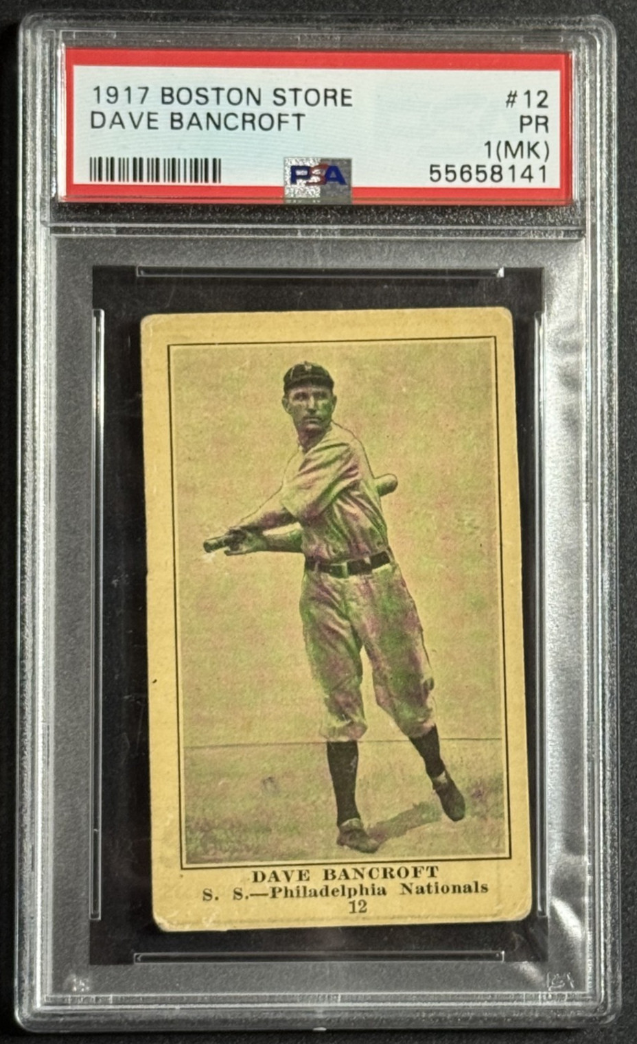 1917 H801-8 Boston Store #12 Dave Bancroft PSA 1(MK) PR HOF (Total PSA pop is 3) 1917 H801-8 Boston Store #12 Dave Bancroft PSA 1(MK) PR HOF (Total PSA pop is 3)