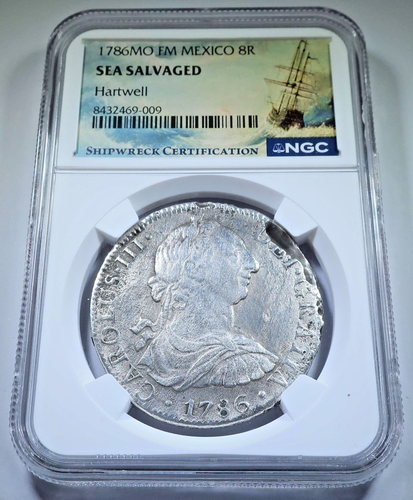 NGC 1786 Hartwell Shipwreck Mexico 8 Reales Spanish Colonial 1700\'s XF-AU Coin