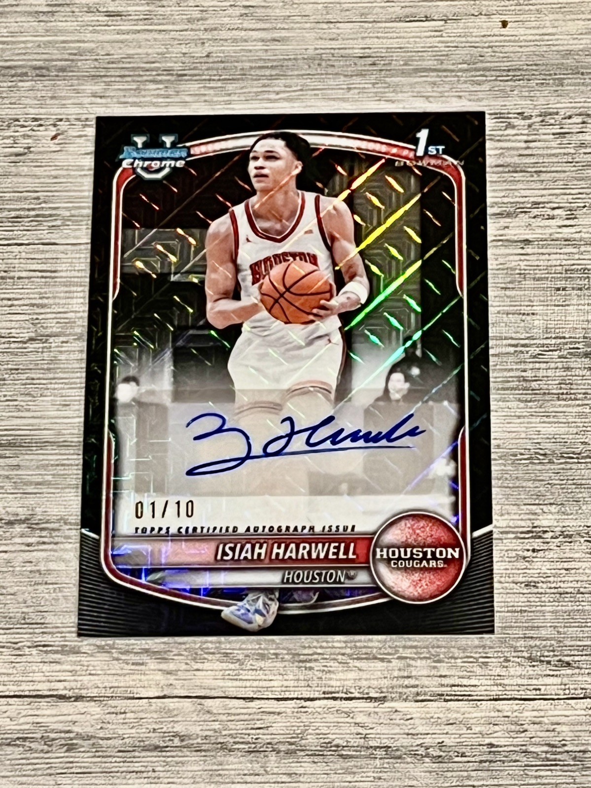 Topps 2025-26 Bowman Chrome Black Mojo Isiah Harwell Auto 1st Bowman 1/10 
