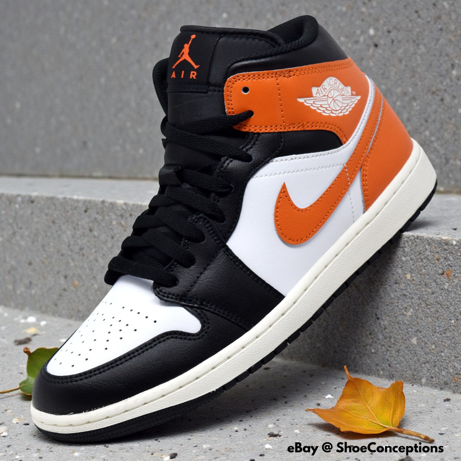 Nike Air Jordan 1 Mid Black White Starfish Sail DQ8426-801 Men's Size NEW