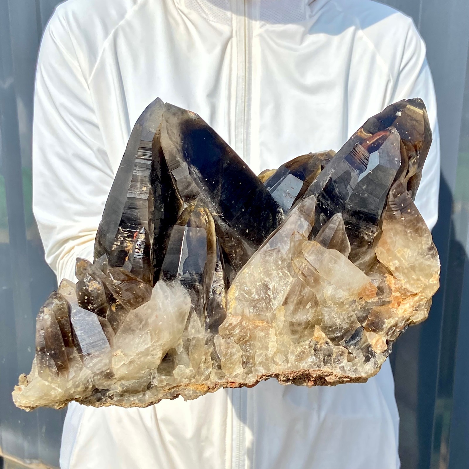 11.7LB Natural Black Smoke Color Quartz Cluster Crystal Specimens Mineral Healin