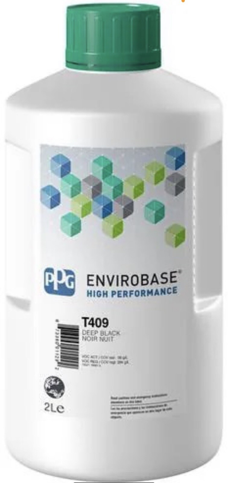 T409 PPG Refinish Envirobase High Performance 2 Liter Deep Black Paint 