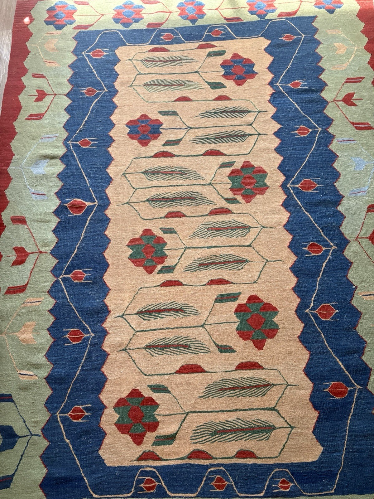 Anatolian Pattern Antique Vintage Turkish Large Kilim Rug Carpet 167cm X 236cm