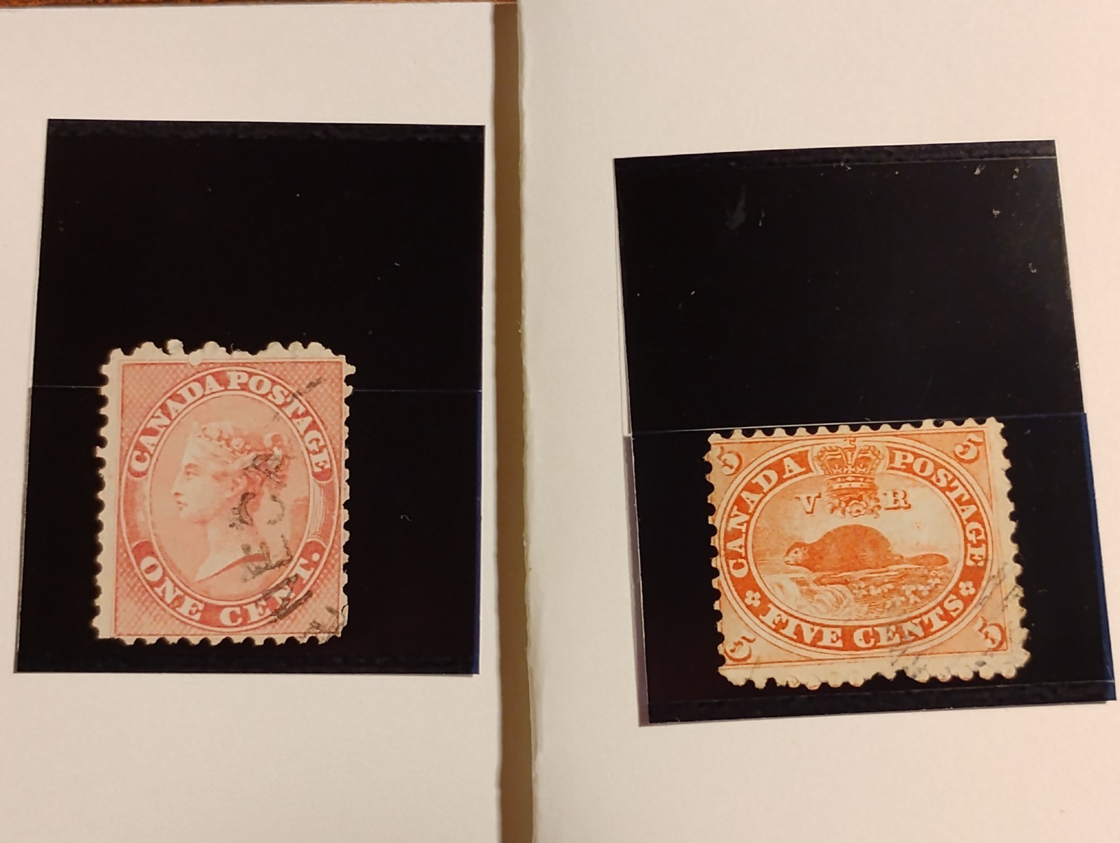 Canada 1859 1¢ & 5¢ Issues - Used - Sc# 14 & 15    Fine Ships US Only