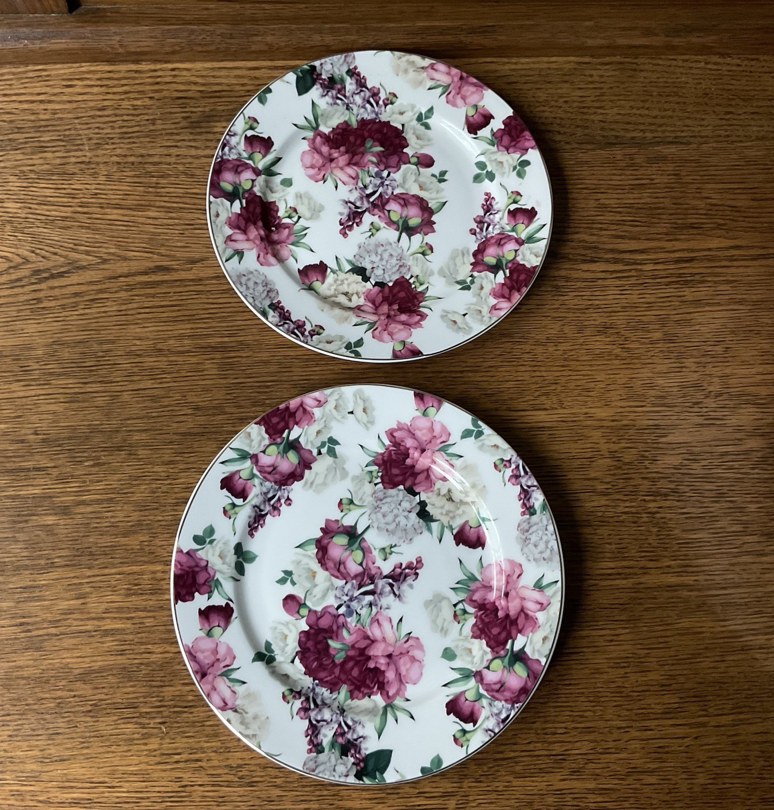 Grace Teaware Porcelain Salad Dessert 8” Plates, Pink Roses, Gold Trim, Set of 2 Grace Teaware Porcelain Salad Dessert 8” Plates, Pink Roses, Gold Trim, Set of 2