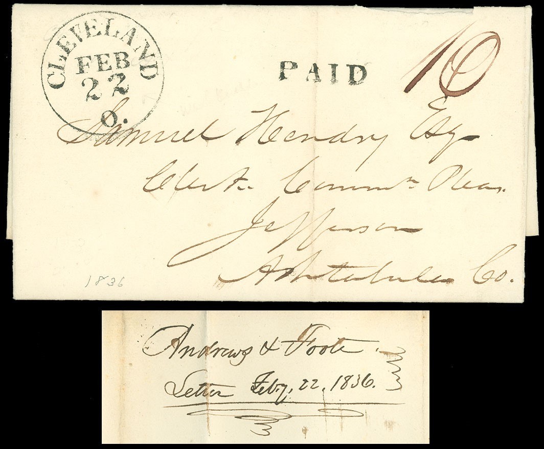 FEB 22 (Fancy #s) 1836 FLS, CLEVELAND O. CDS, Jefferson Ashtabula County SHERIFF
