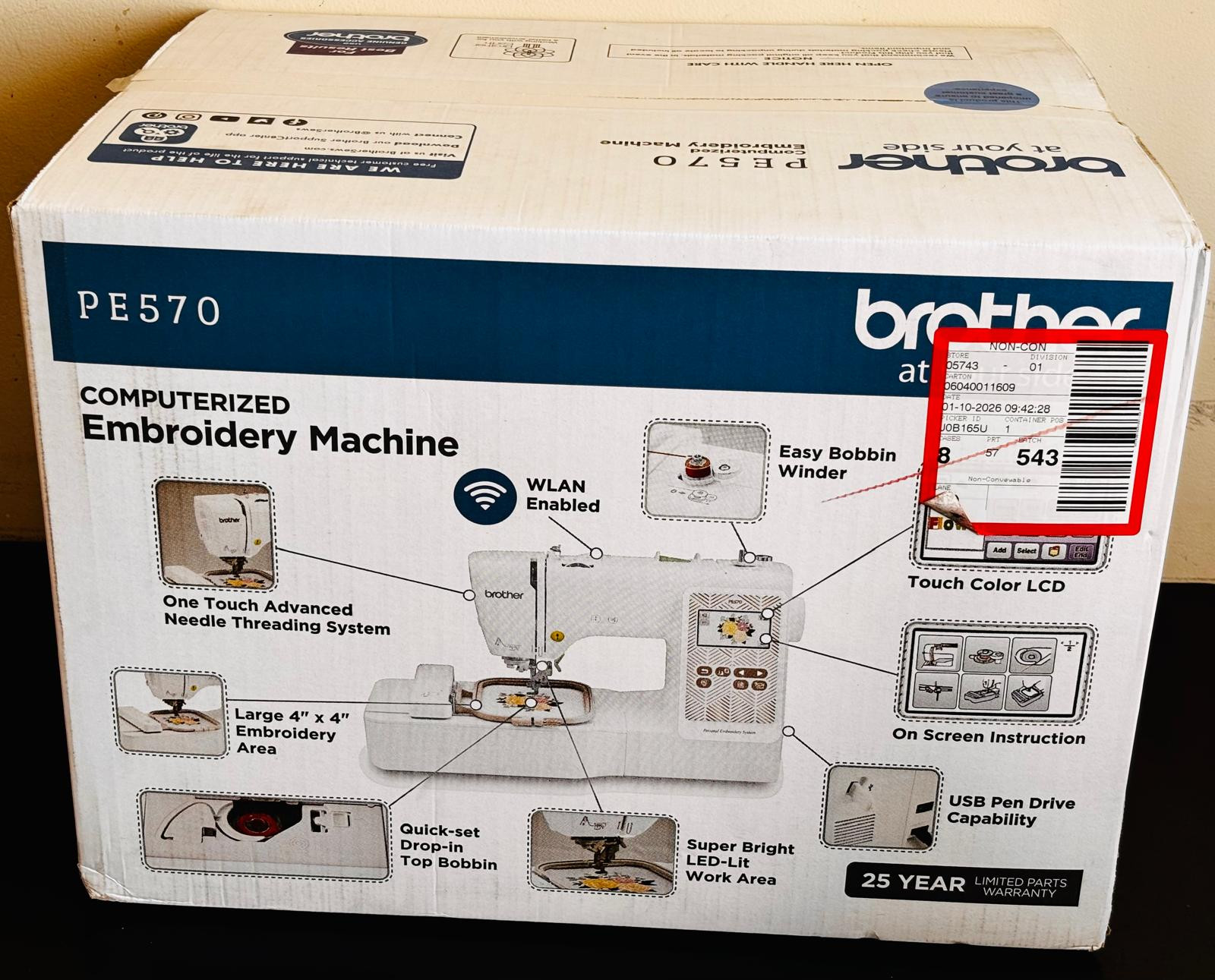Brother PE570 Computerized Embroidery Machine 4x4 WLAN Touchscreen New In Box