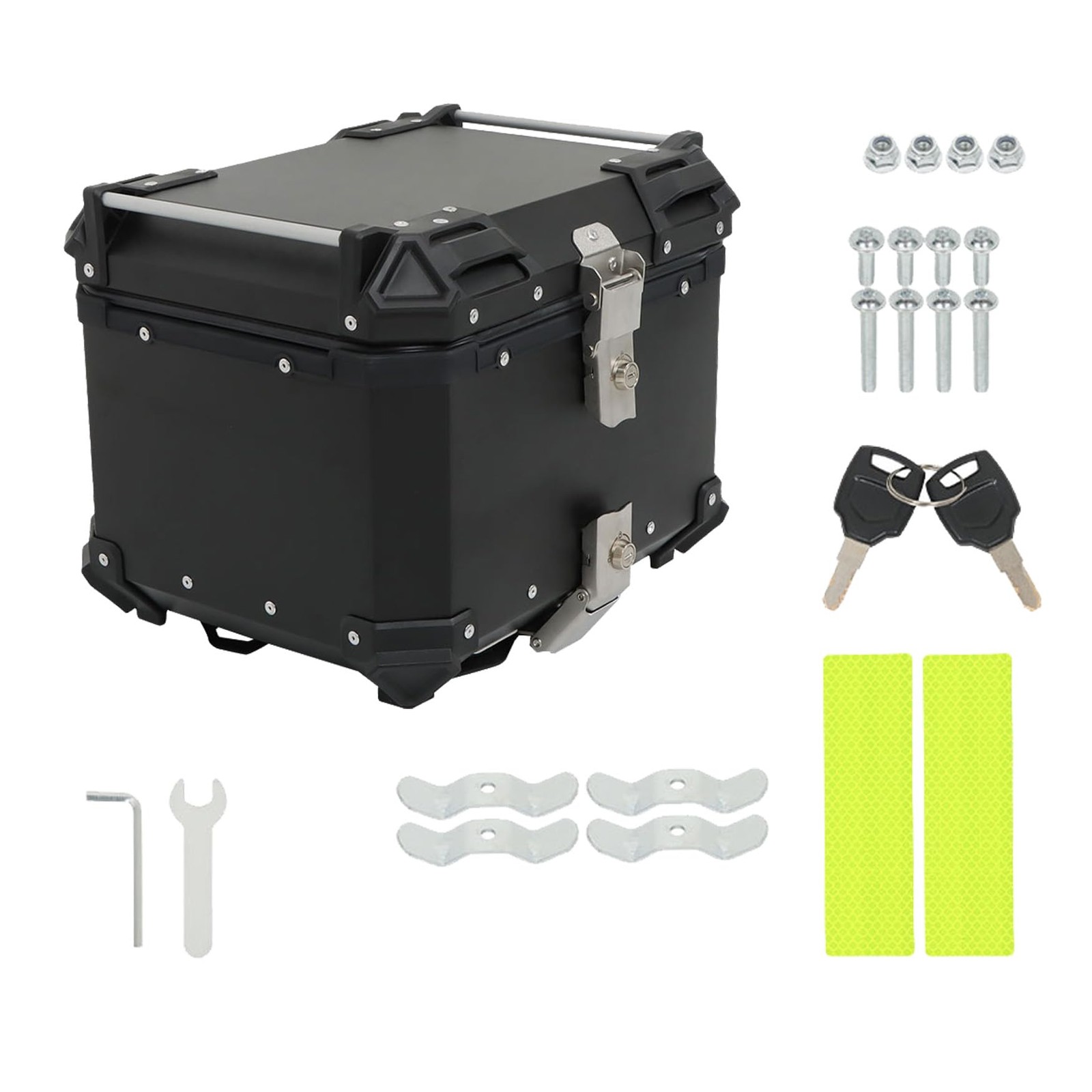 Motorcycle Hard Aluminum Top Case Tail Box 45L Luggage Trunk Backrest Bracket