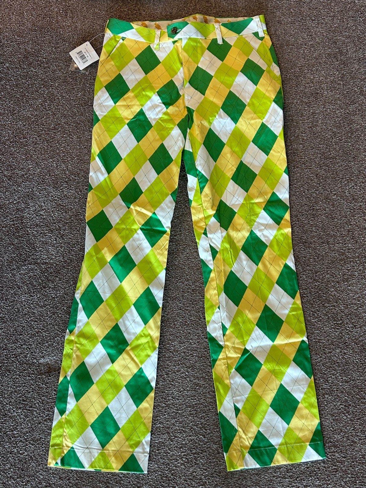 NWT Loudmouth Golf a tisket a tasket pants 34x34