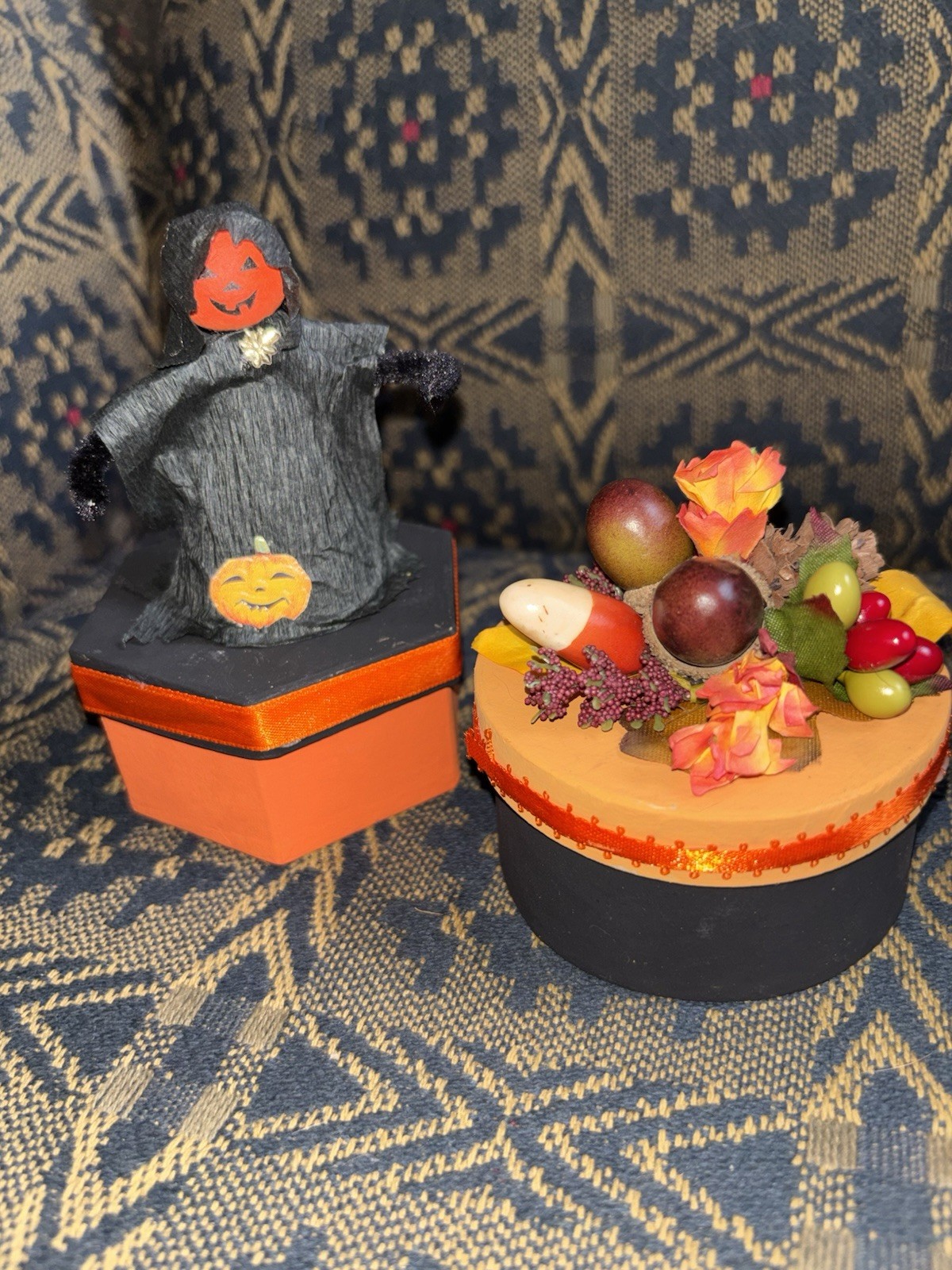 Pair Of Old Stock Pumpkin Goblin Halloween Candy Box Japan Fall Cluster