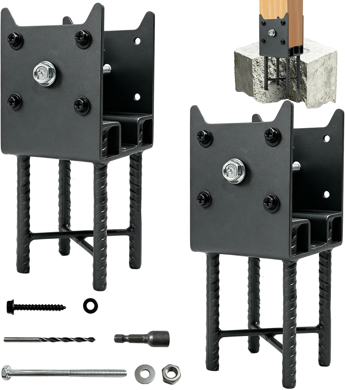 2PCS 4X4 Post Base Bracket for Concrete,Raised Design Post Anchor 2PCS 4X4 Post Base Bracket for Concrete,Raised Design Post Anchor