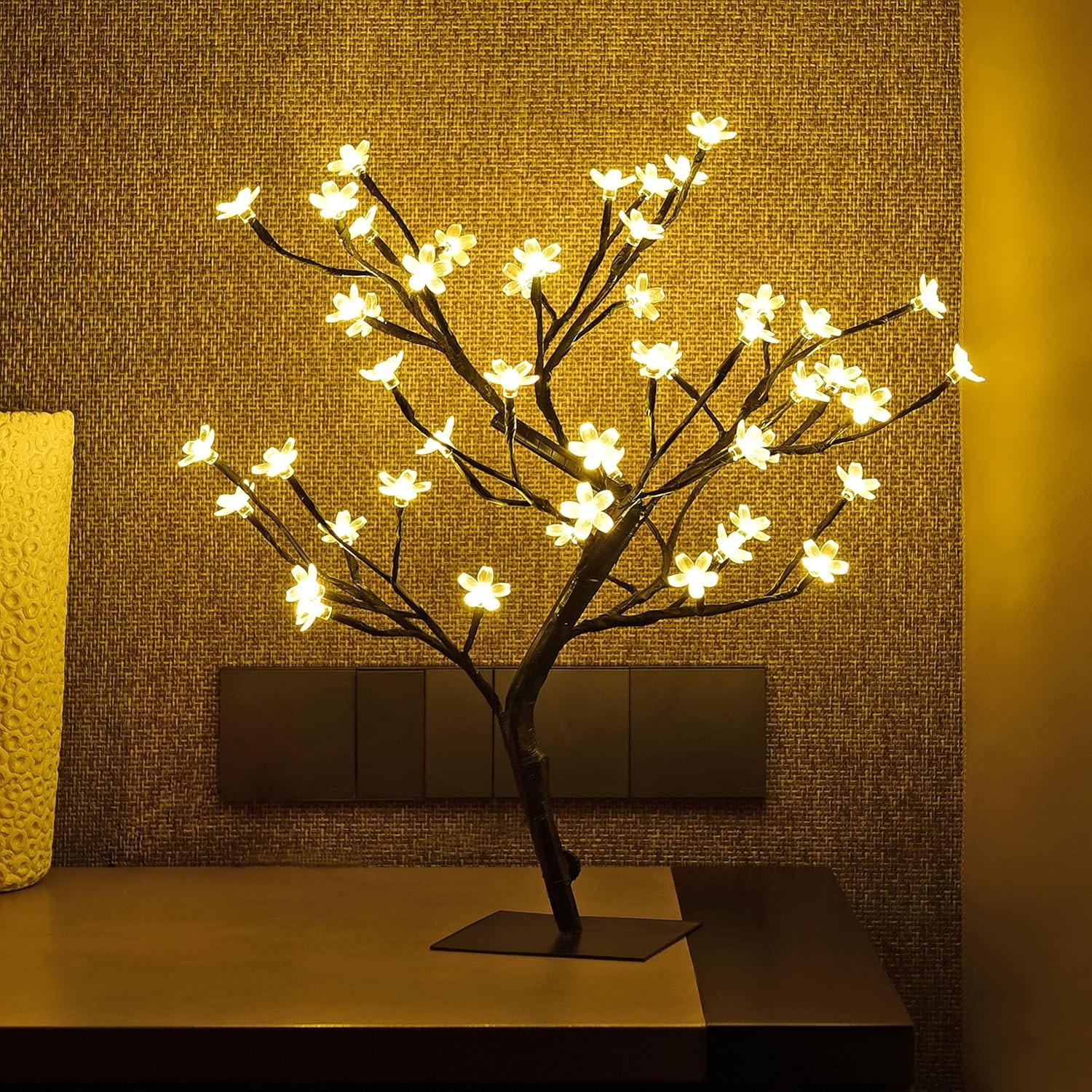 Elegant Cherry Blossom Bonsai Night Light with Warm LED Glow