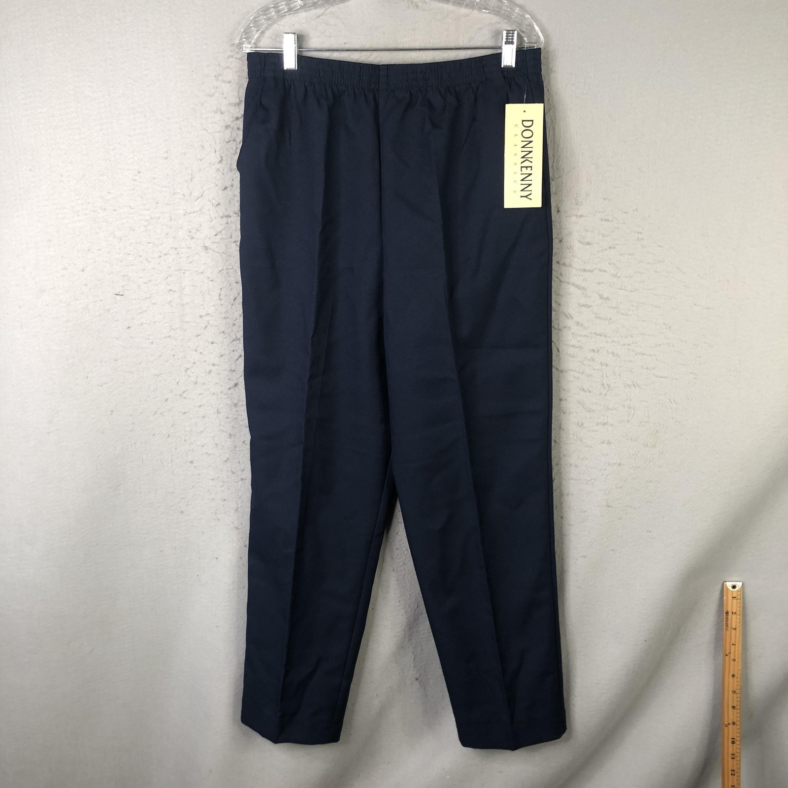 Donnkenny Classics Pants Womens 18 Blue Twill Pull On Elastic Waist Pockets
