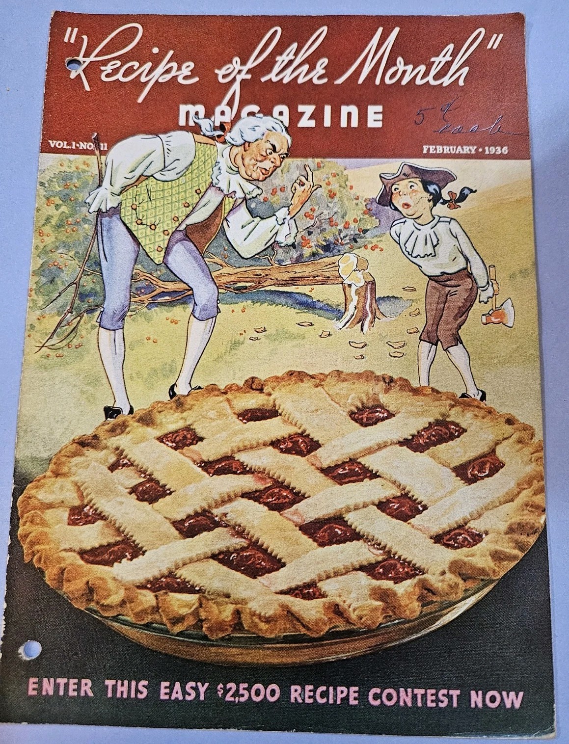Vintage 1936 Recipe of the Month Magazine February Vol 1 No 11 Pie Cover Baking