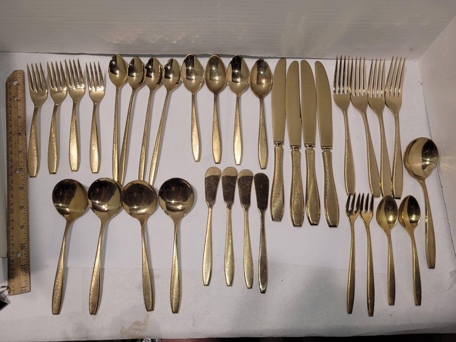 RARE Dirigold Dirilyte Goldware Goldenware Burnish Tuscany Flatware 33 Pieces