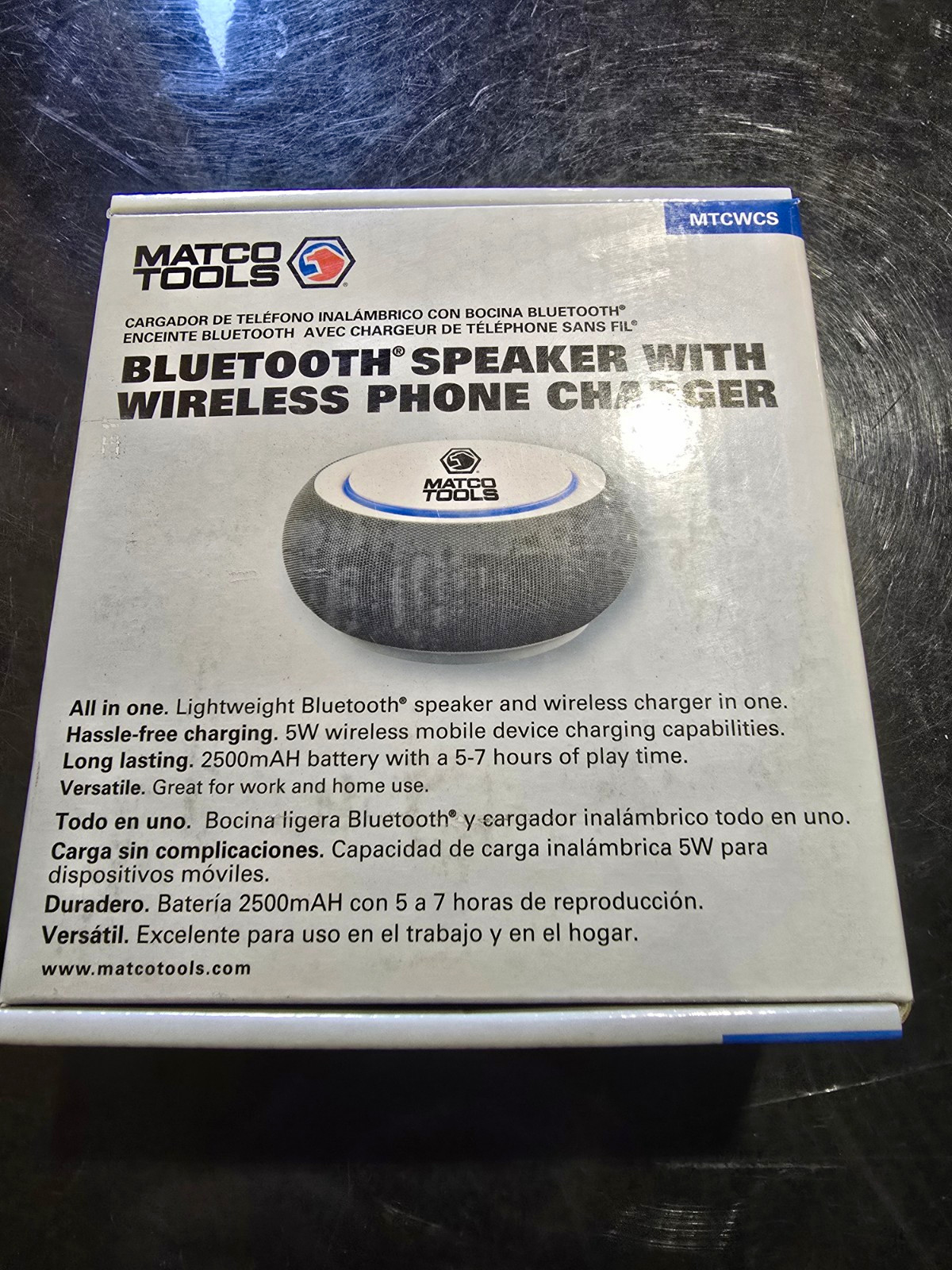 Matco Tools Portable Bluetooth Speaker Wireless Charger 5W 2500mAh MTCWCS