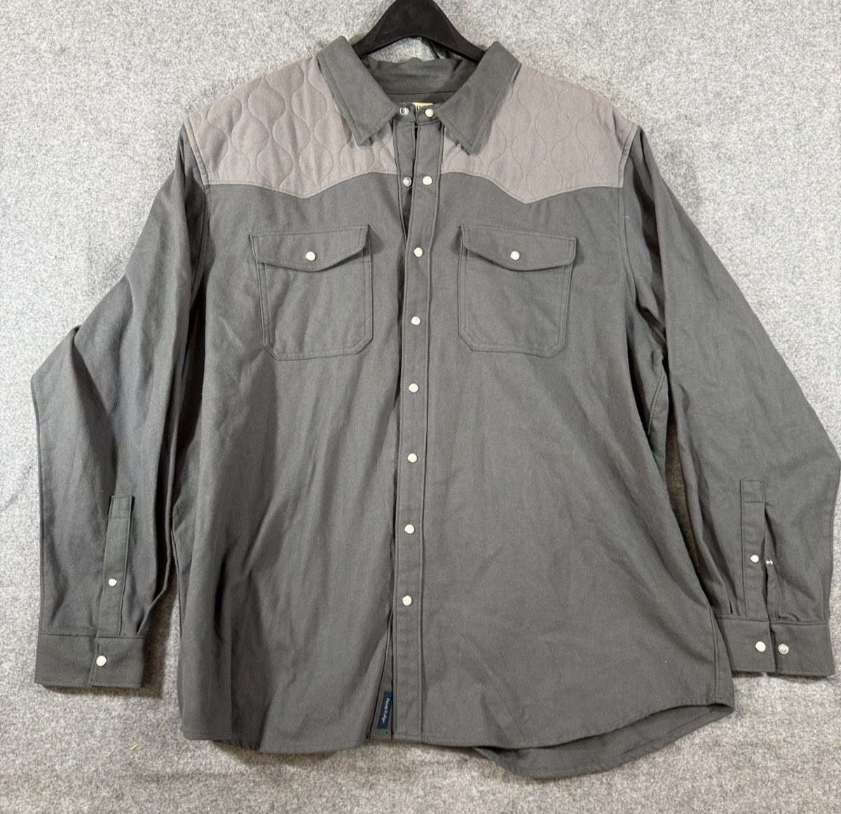 Magellan Pecos Ridge Shooting Shirt Mens 2XL Gray Flannel Pearl Snap Western Magellan Pecos Ridge Shooting Shirt Mens 2XL Gray Flannel Pearl Snap Western
